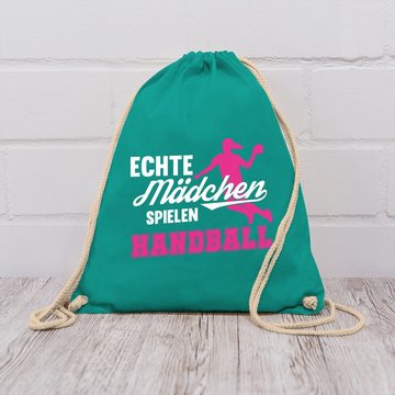 Shirtracer Turnbeutel Echte Mädchen spielen Handball weiß / fuchsia, Kinder Sport Kleidung