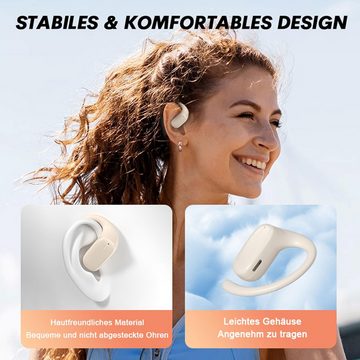 Xmenha Wasserdichtes IPX5-Design: Schlank und robust Open-Ear-Kopfhörer (30 Stunden Akkulaufzeit: Lang anhaltende Musikwiedergabe für ganztägigen Hörgenuss., mit innovativem Design und herausragender Leistung Für Klarer Anruf)