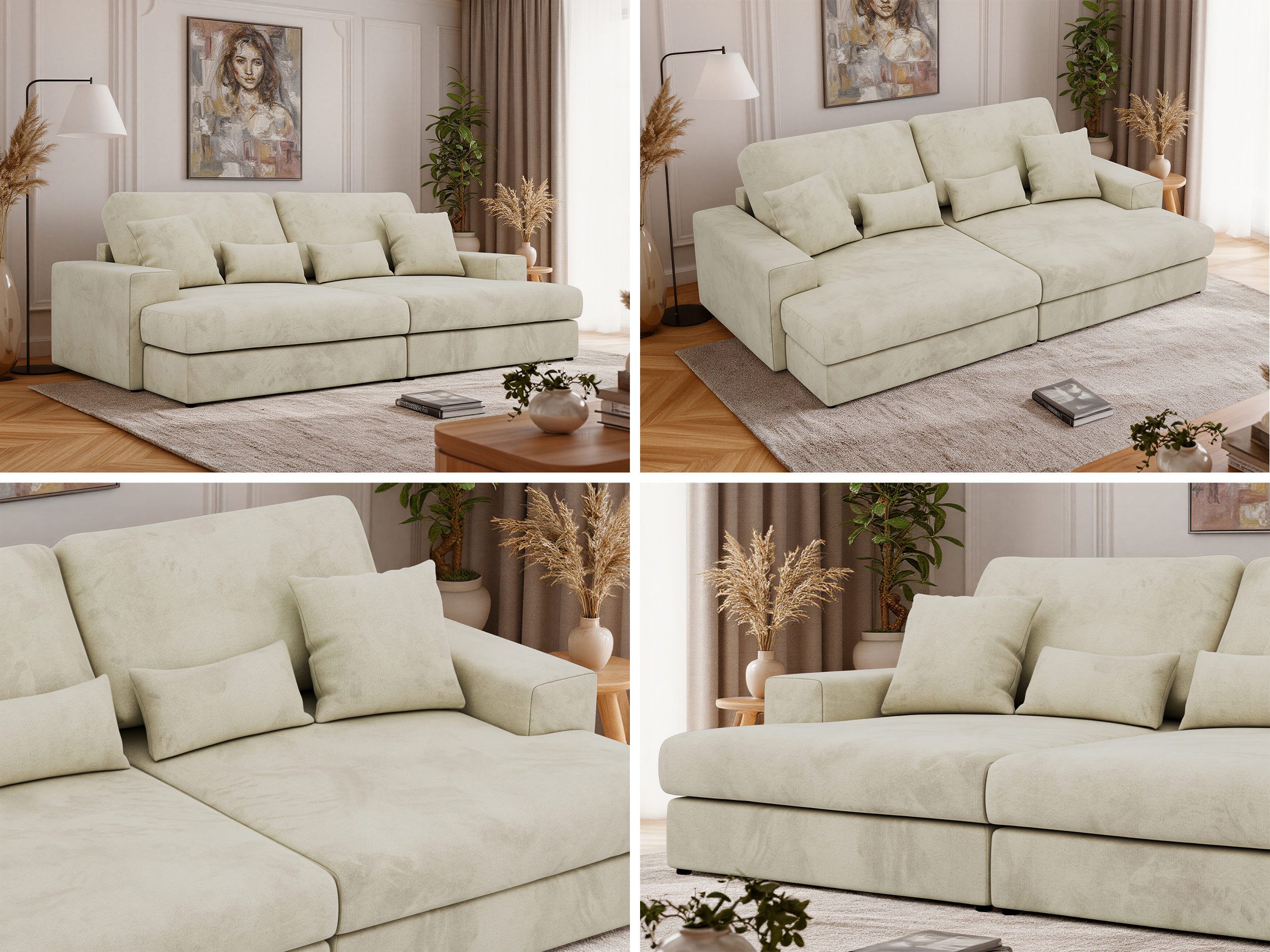 MKS MÖBEL Big-Sofa ANERO, 4-Sitzer sofa, mit großer Sitztiefe und elastischen Polstergurten