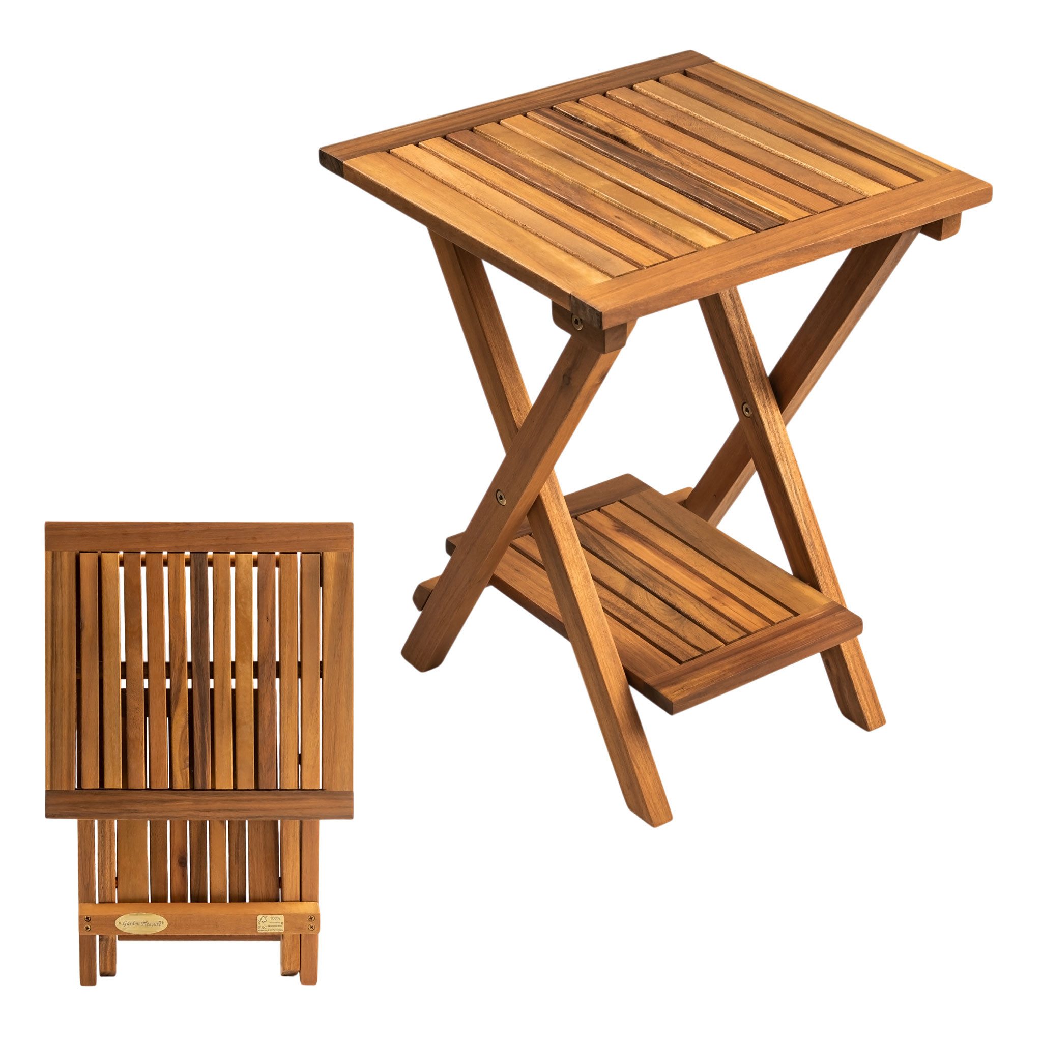 Spetebo Beistelltisch Akazie Beistelltisch geölt für Außen - 35 x 35 cm (Anzahl, 1-St., Stück), Reines Naturprodukt