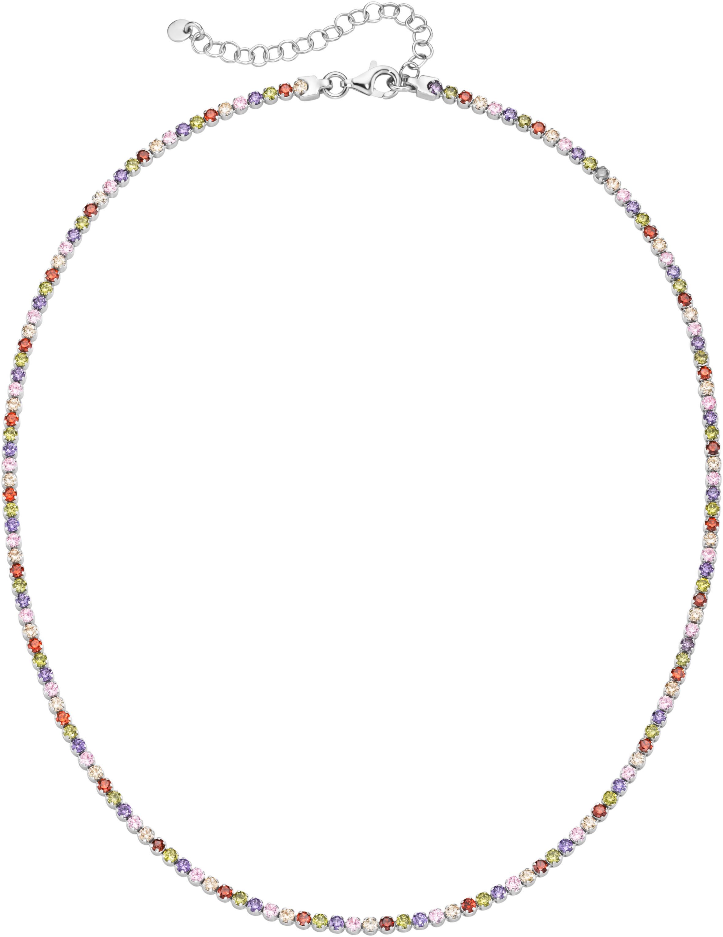 Collier Schmuck Geschenk Silber 925 Halsschmuck Halskette Tenniskette Glitzer
