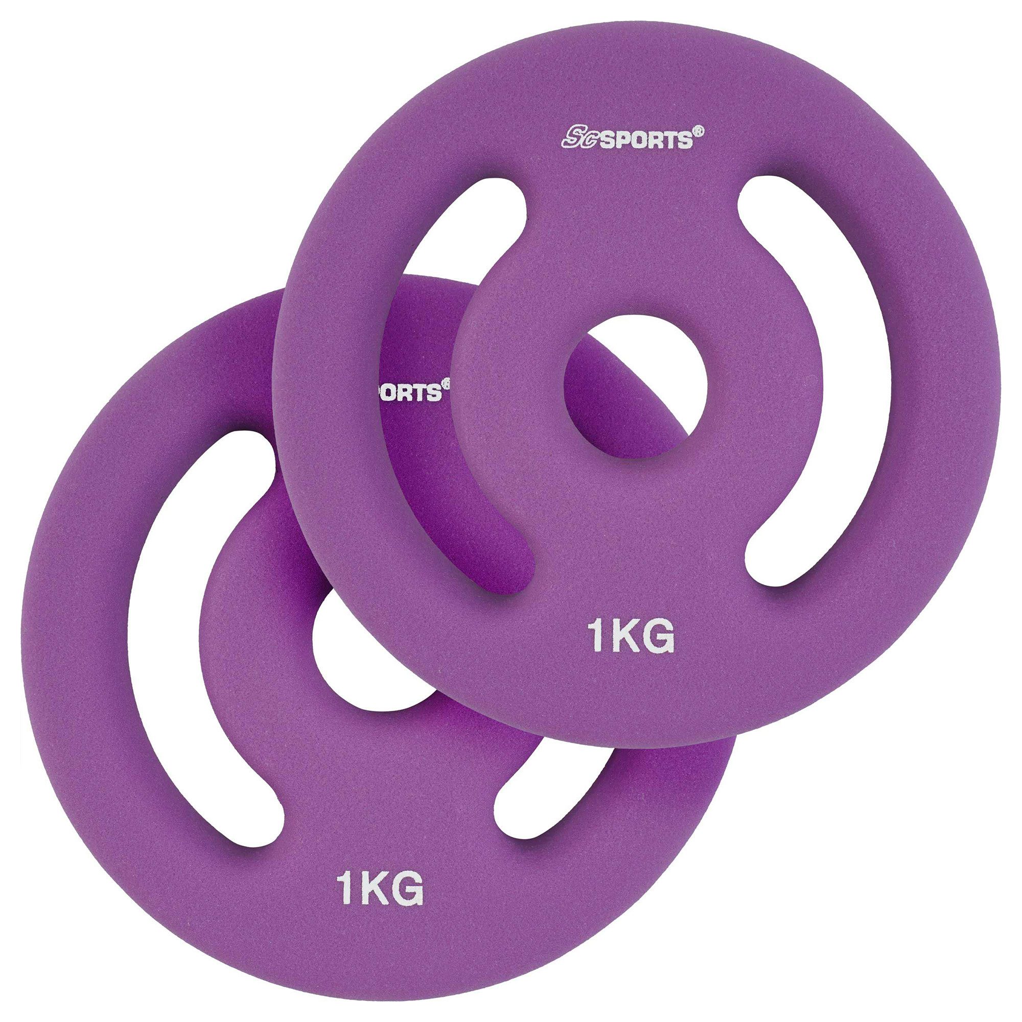 ScSPORTS® Hantelscheiben Set 2x1 2x2 2x3 2x4 2x5kg 30mm Neopren Gewichtsscheiben, 2 kg, (2-tlg)