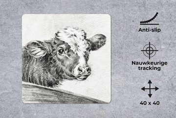 MuchoWow Gaming Mauspad Kopf einer Kuh - Gemälde von Jean Bernard (1-St), Mousepad mit Rutschfester Unterseite, Gaming, 40x40 cm, XXL, Großes