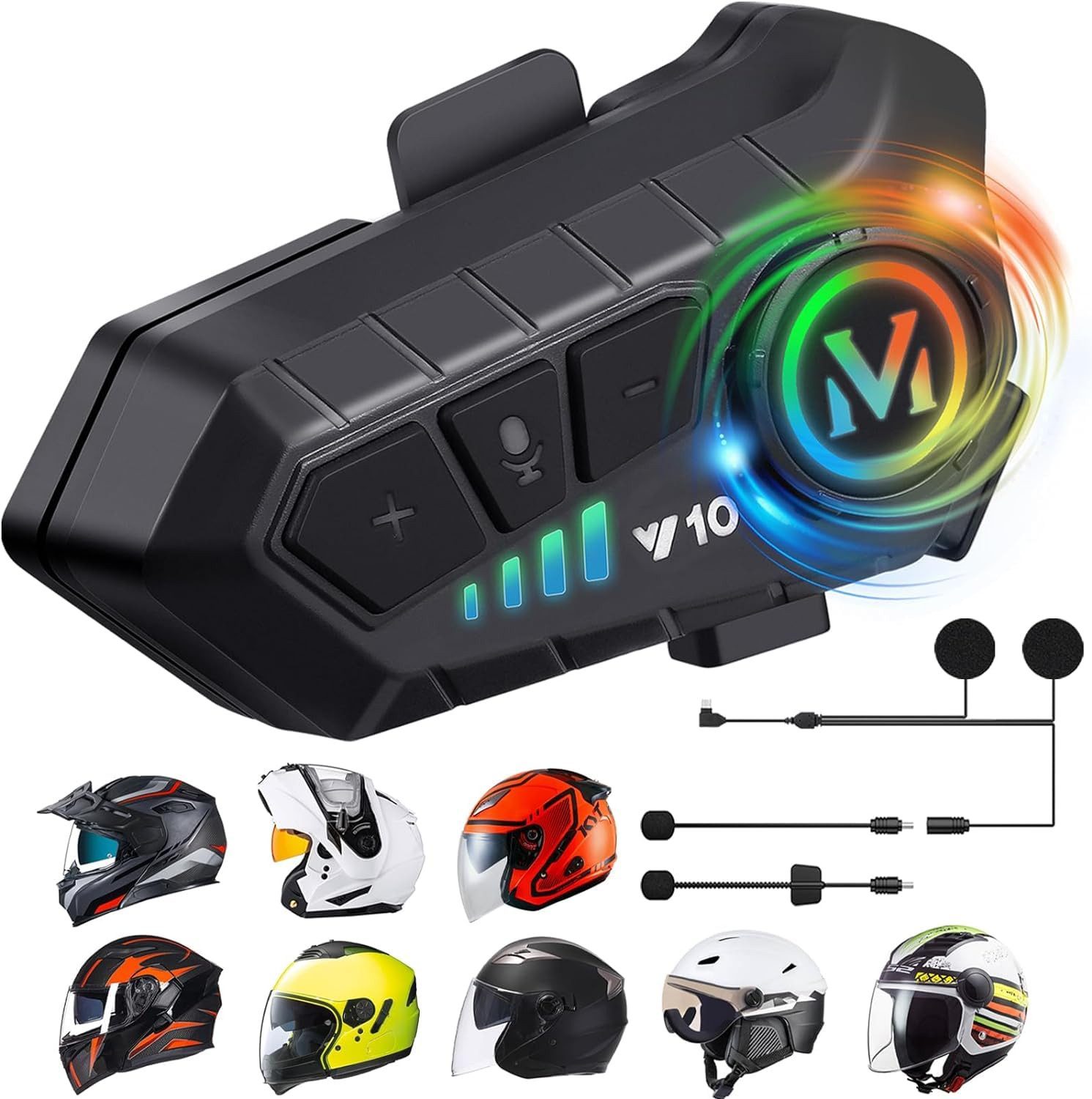 POPOLIC Motorradhelm Bluetooth-Headset, drahtloses Bluetooth-Headset Hifi наушники (für Motorrad, Skifahren, Reiten)