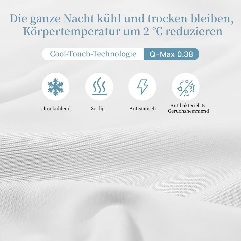 Elegear Kissenhüllen Kissenbezug 2 PCS Cooling Kissenhüllen, 40x80/80x80CM Kopfkissenbezug, Q-Max> 0,38, Super Weiche Pillowcase mit Arc-Chill Kühlfasern – Bild 2 von 5