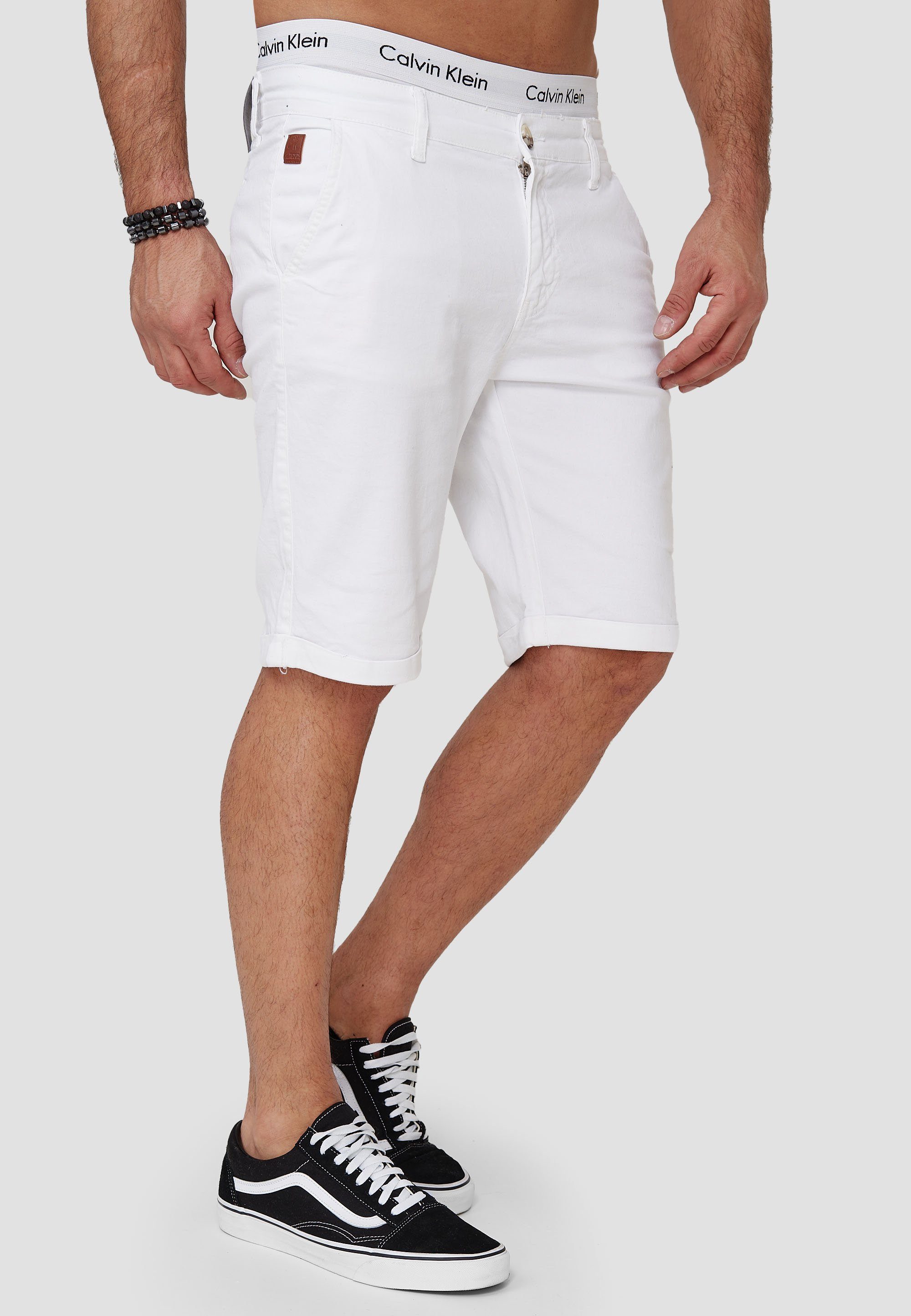 OneRedox Shorts SH-3364 Hose Bermudas (Kurze Casual 1-tlg., im modischem Design) Freizeit Sweatpants, Weiß Fitness
