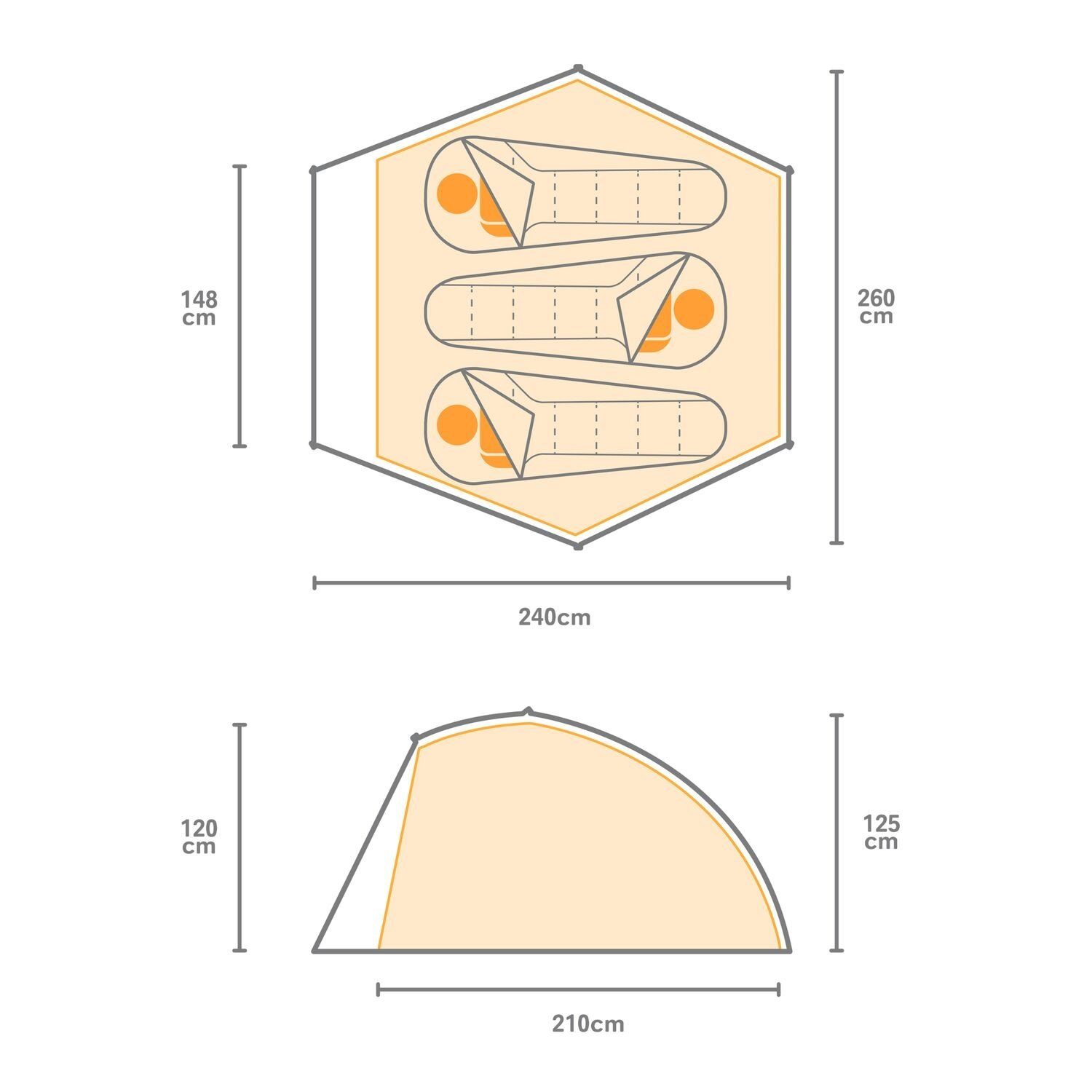 Regatta Tunnelzelt Montegra Geo Backpacking 3 Personen Zelt, (Set)