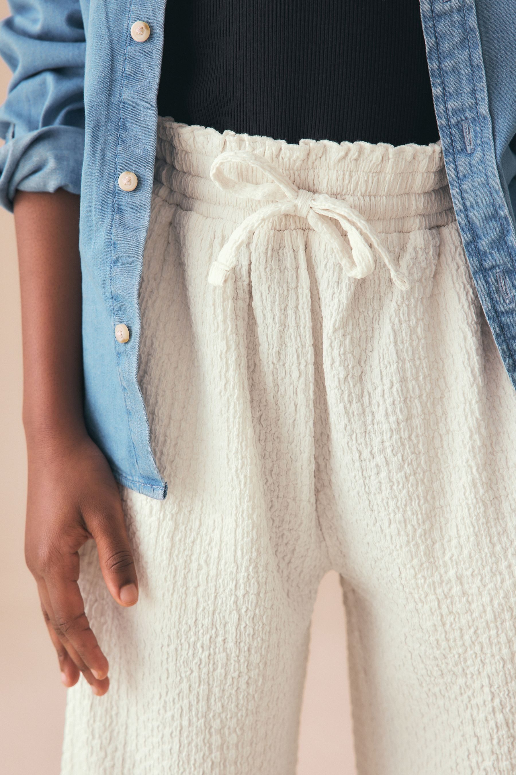 Next Palazzohose Hose mit weitem Bein in Knitteroptik (1-tlg)