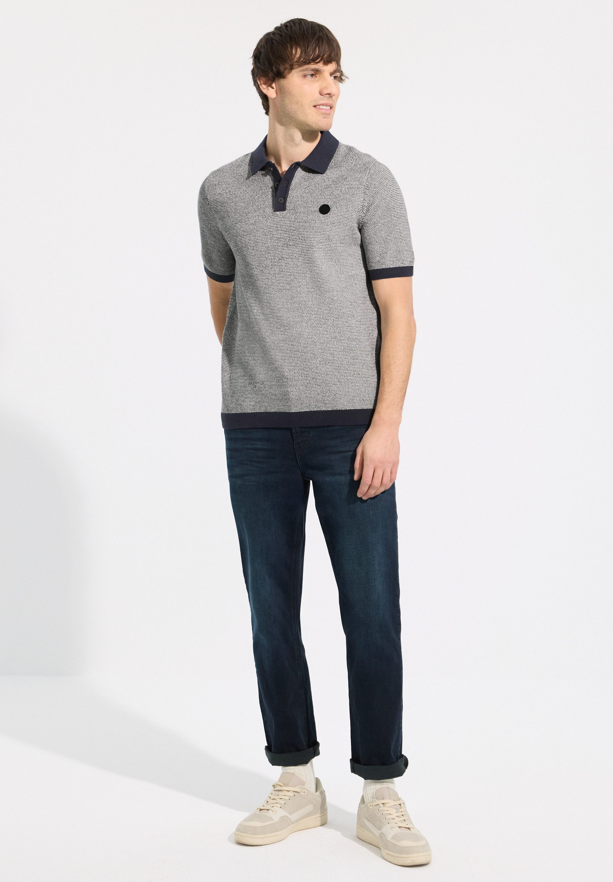STREET ONE MEN Kurzarmpullover im soften Baumwoll-Mix