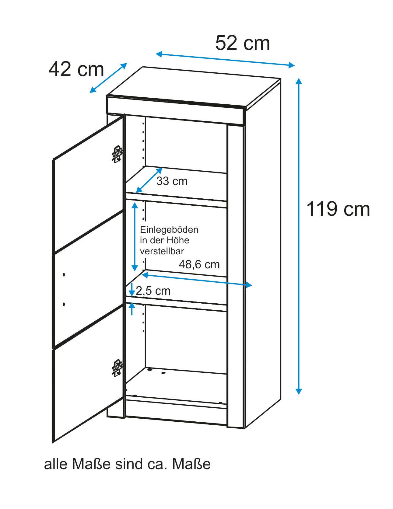 VOGL Möbelfabrik Aktenschrank Toronto in 2 Breite, 3 Fächer, teilmassiv, Höhe 119 cm, Made in Germany – Bild 3 von 3