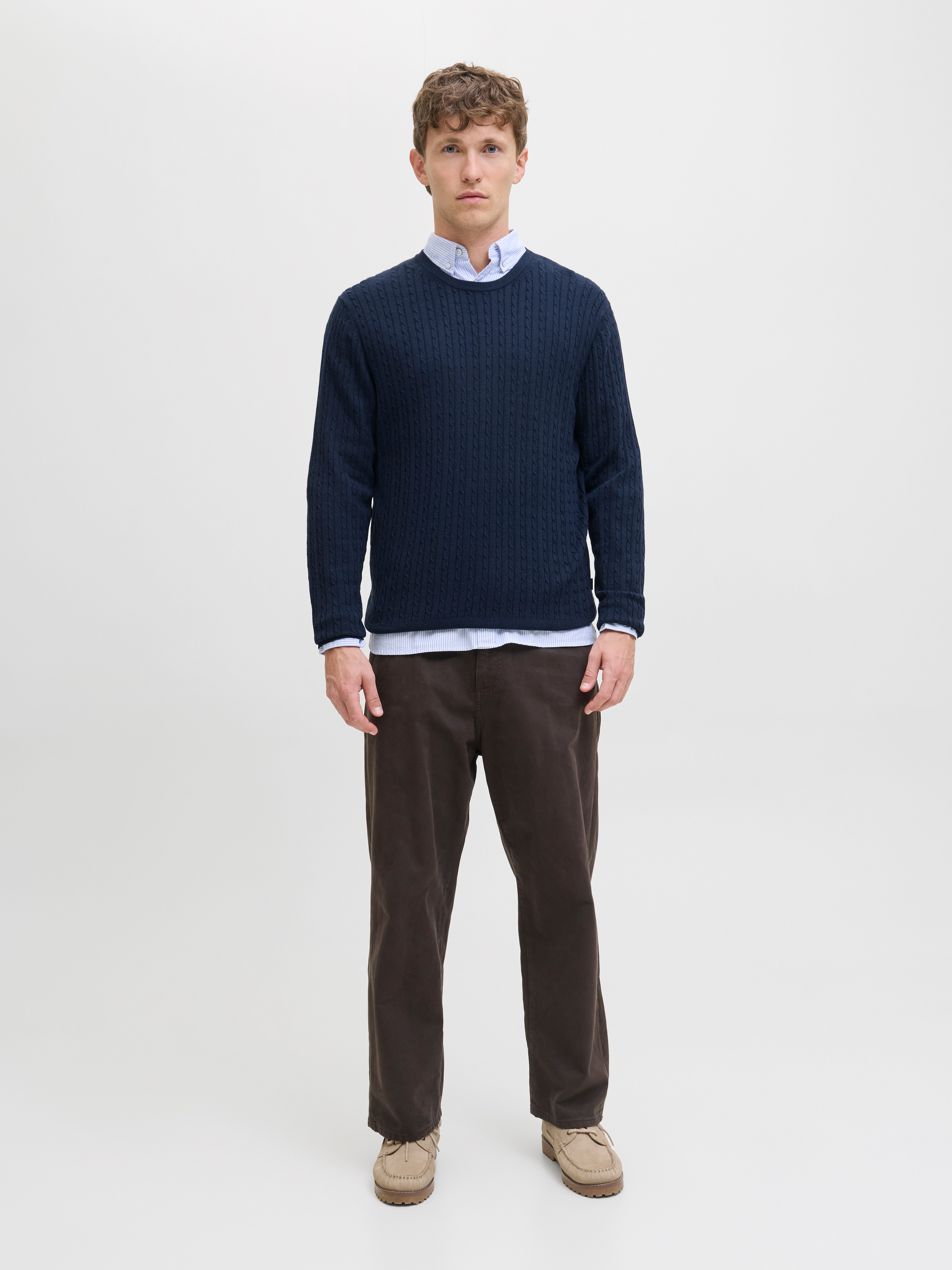 Jack & Jones Strickpullover JJEEMIL KNIT CABLE CREW NECK NOOS