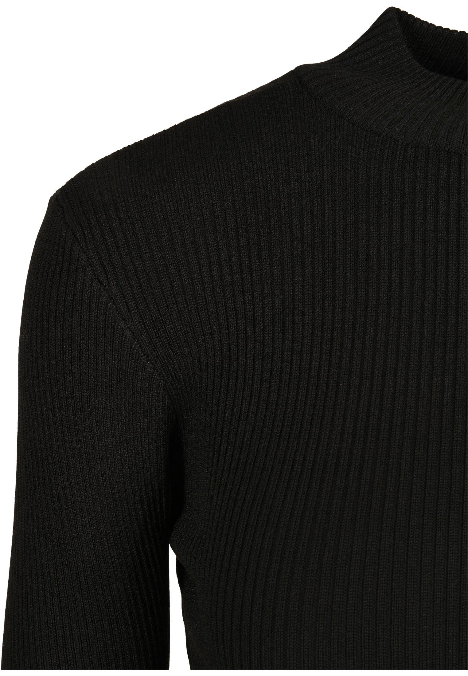 URBAN CLASSICS Sweater Ladies (1-tlg) Rib Knit Damen black Turtelneck Kapuzenpullover