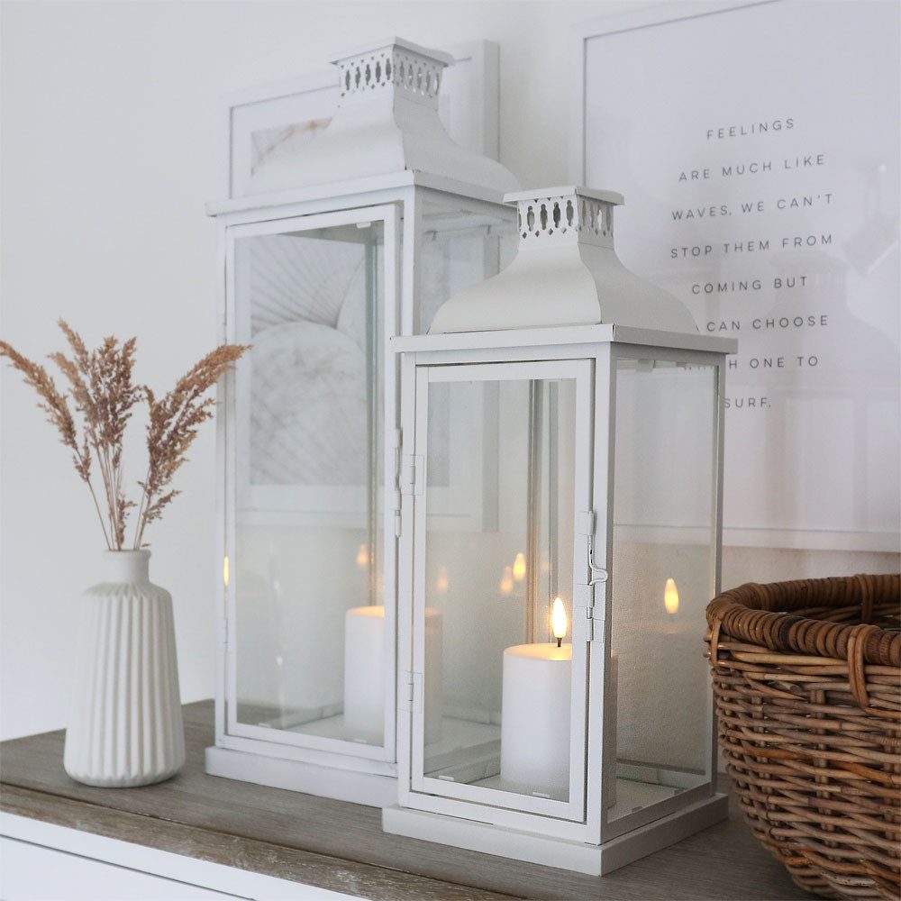 Grafelstein Kerzenlaterne Laterne MARSEILLE weiß aus Metall H55cm Metalllat günstig online kaufen