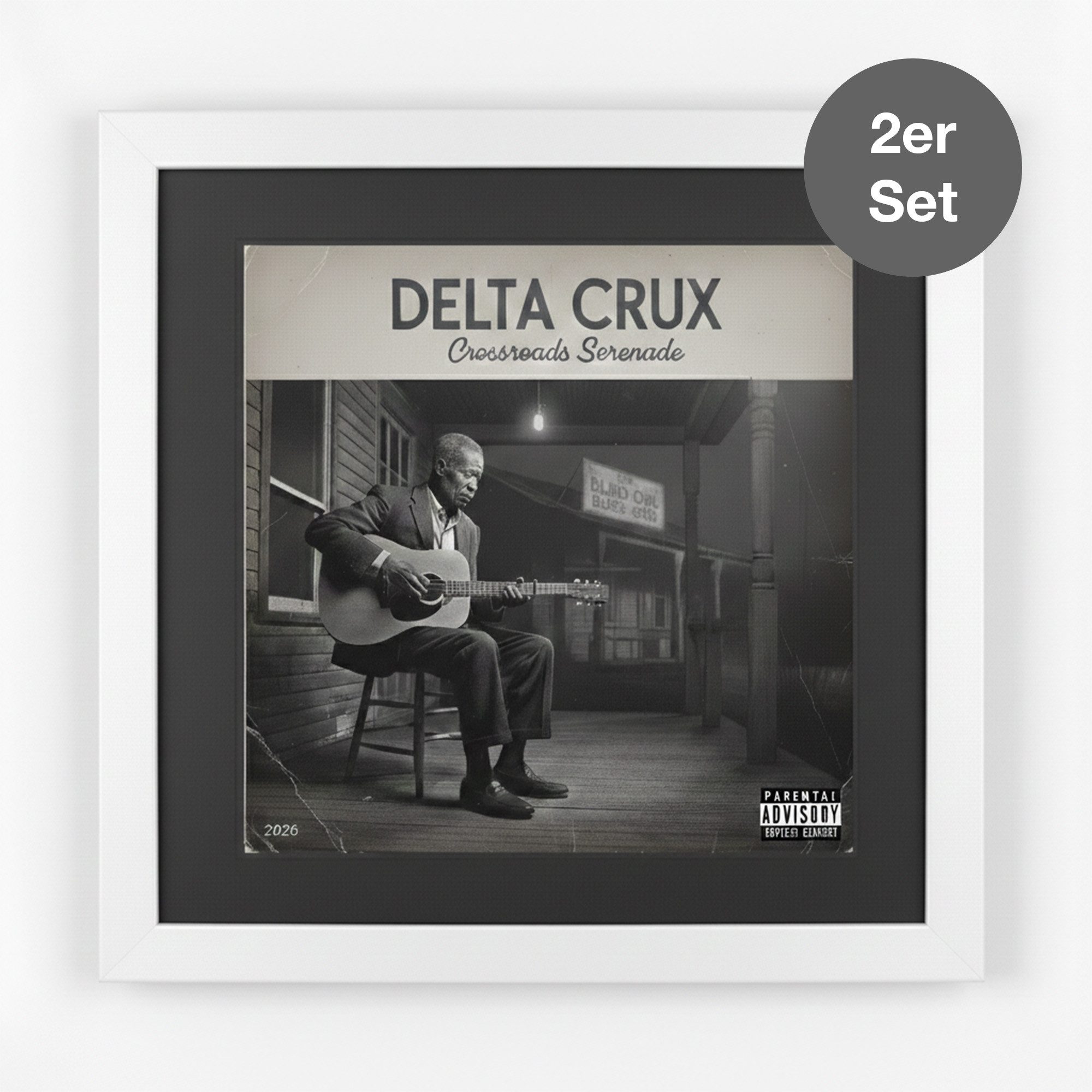 K-Möbel Bilderrahmen Schallplatten Rahmen für das Cover, (2 St), Mit Passepartout