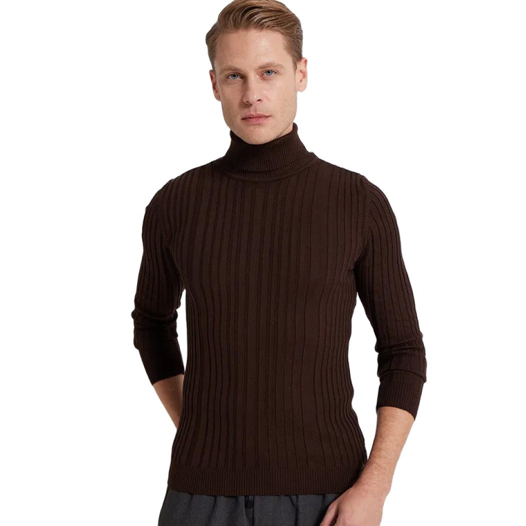 Polokragenpullover Ds Damat Slim Fit Rollkragenpullover aus schnurgebundener Baumwollmisc