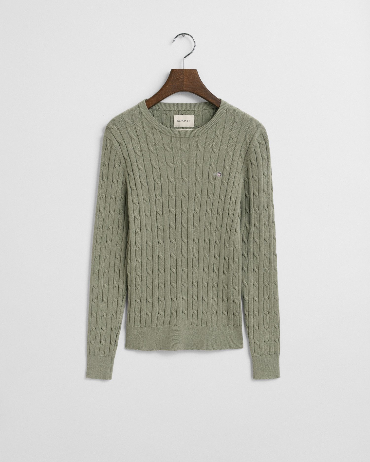 Gant Strickpullover STRETCH COTTON CABLE C-NECK mit Logostickerei auf der B günstig online kaufen