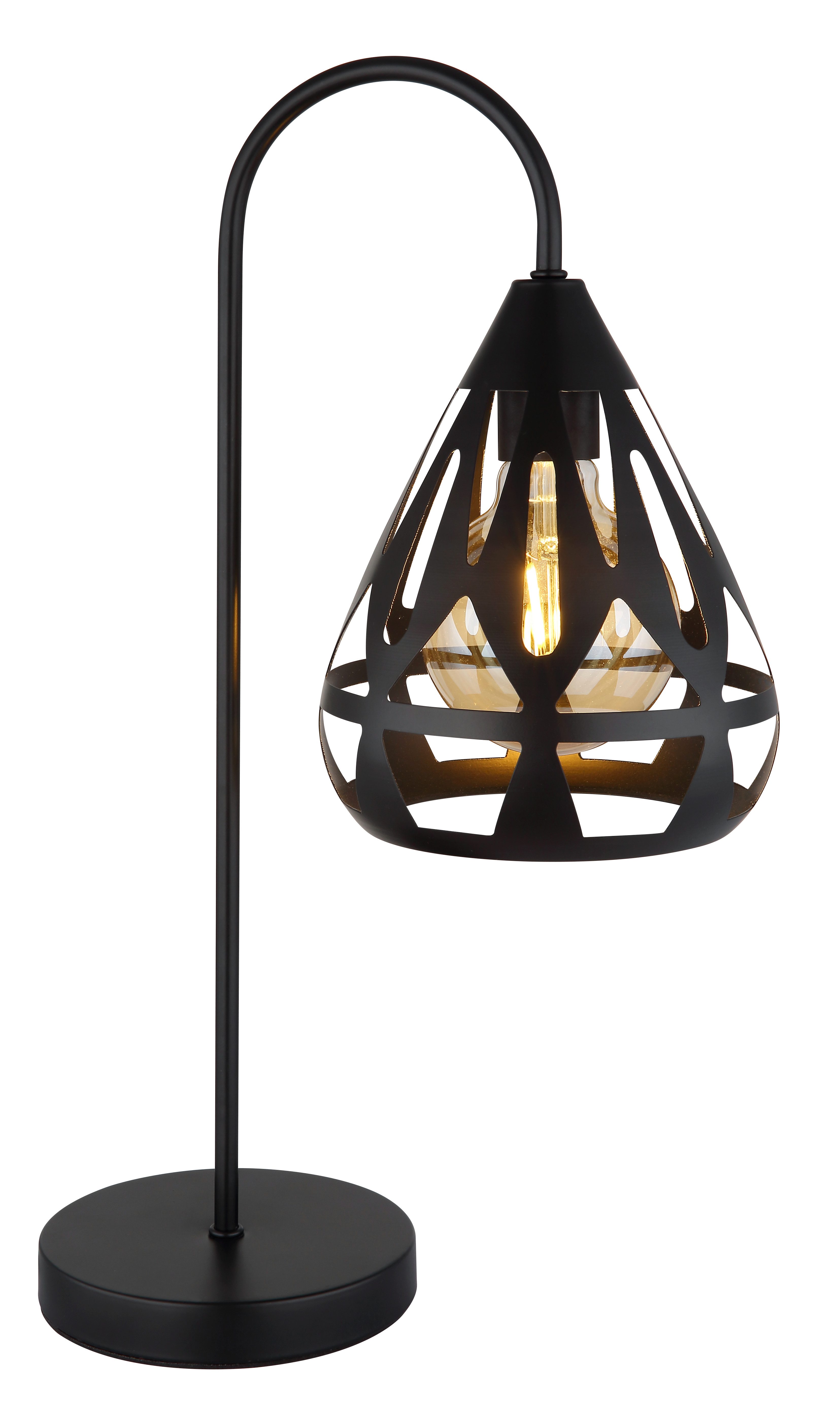 GLOBO LIGHTING Tischleuchte HASSAN, ohne Leuchtmittel, Tischlampe/schwarz/Dekor/Dekorstanzungen/Schlafzimmer/Wohnzimmer