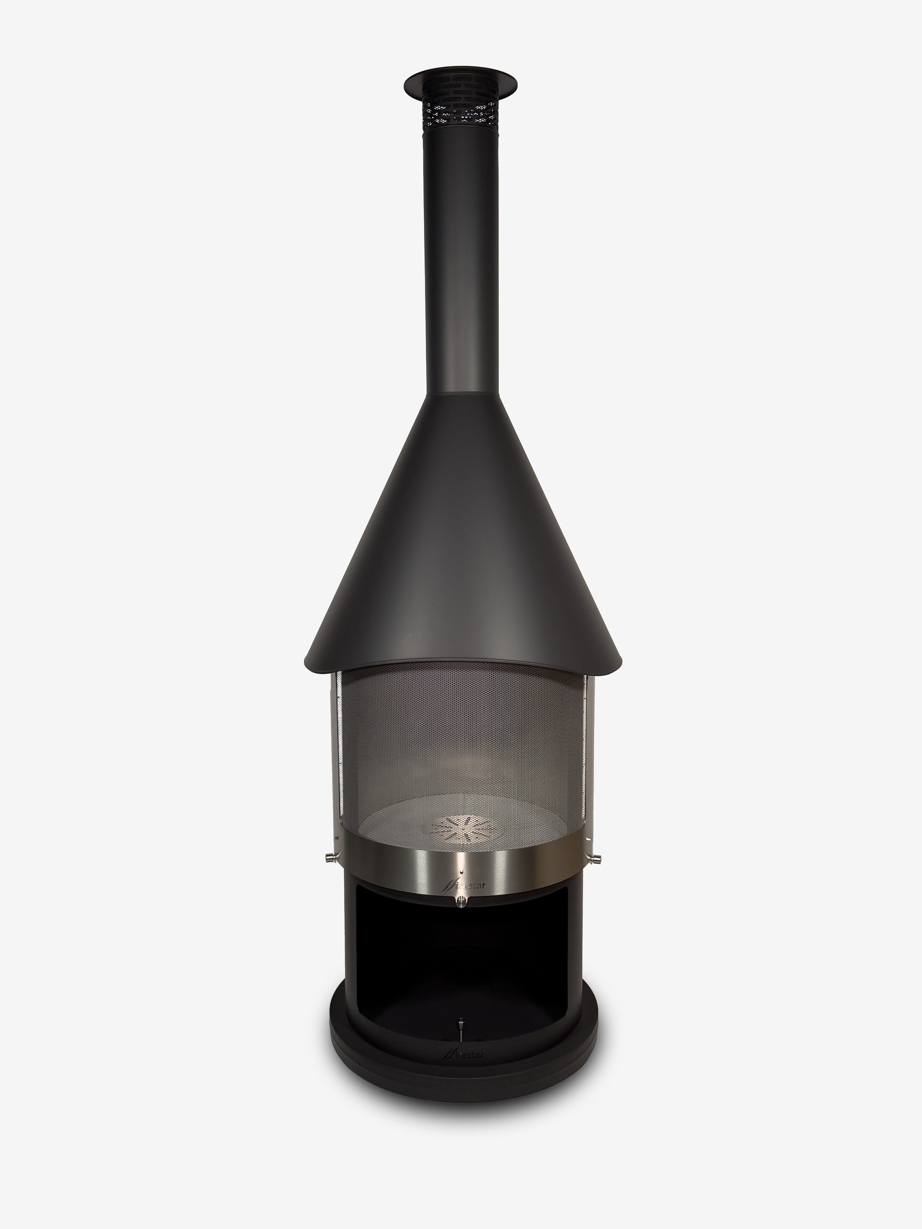 Firestar Gartenkamine Grillkamin DN 800 Swing 3. Generation NEU Edelstahl schwarz Grillkamin Kamin