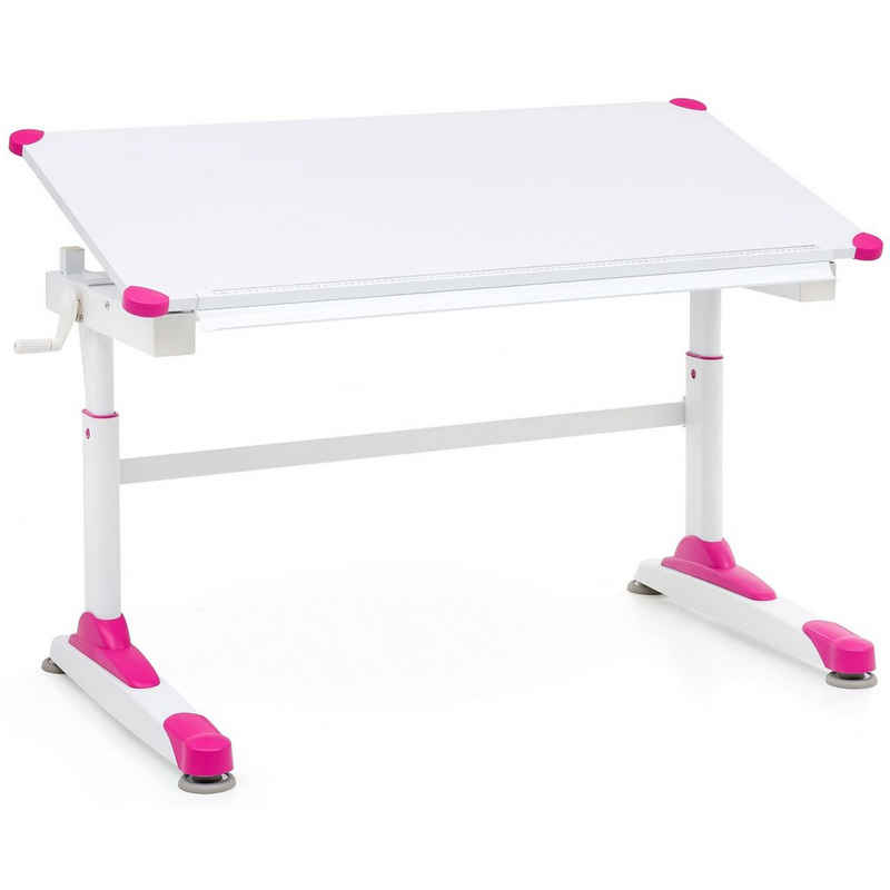 Wohnling Schreibtisch WL5.759 (Kinderschreibtisch 119 x 67 cm Pink Weiß Maltisch), Neigbarer Schülerschreibtisch, Kindertisch Modern