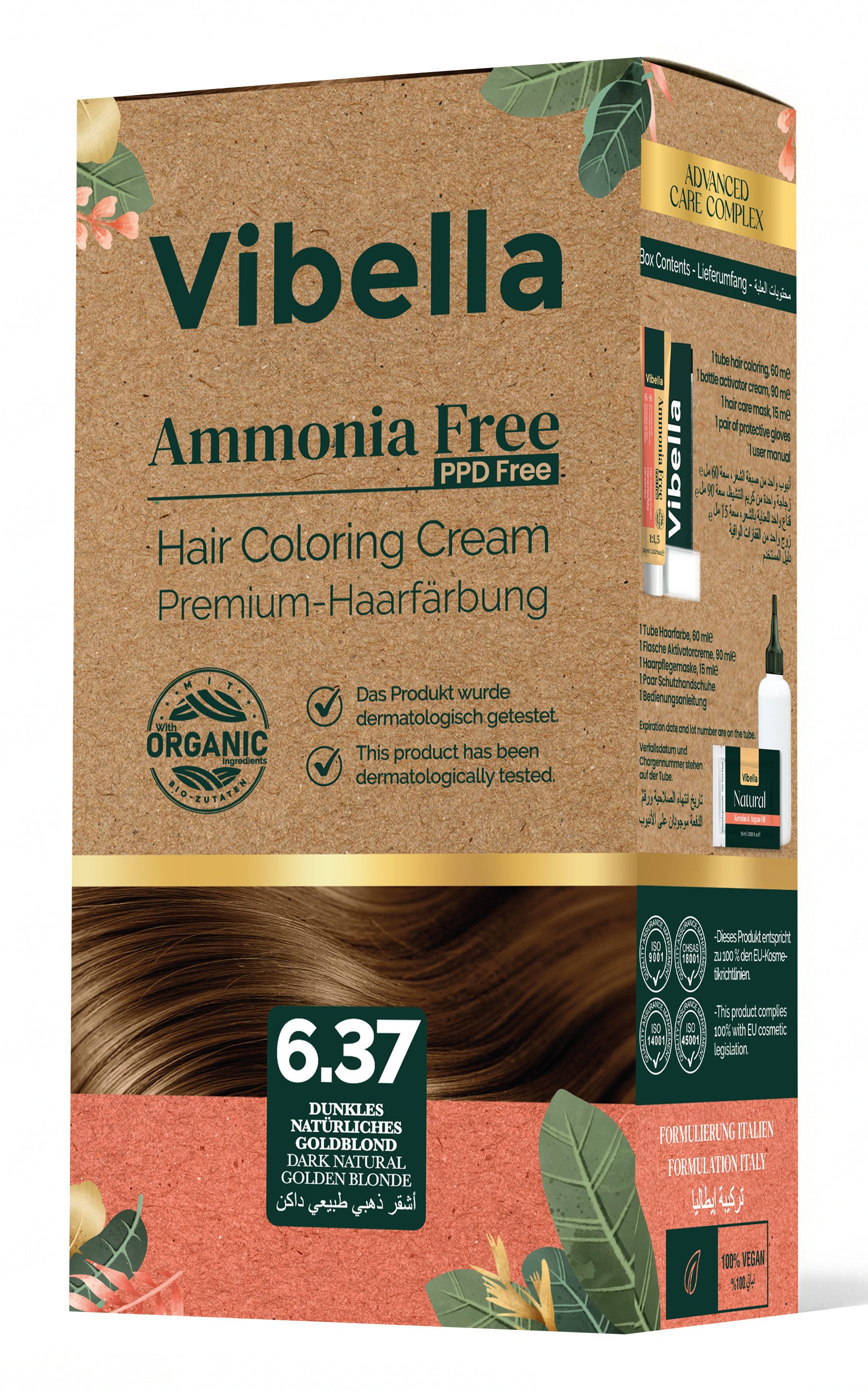 Vibella Haarfarbe Haarfärbecreme Nr. 6,37 Dunkles Natürliches Goldblond