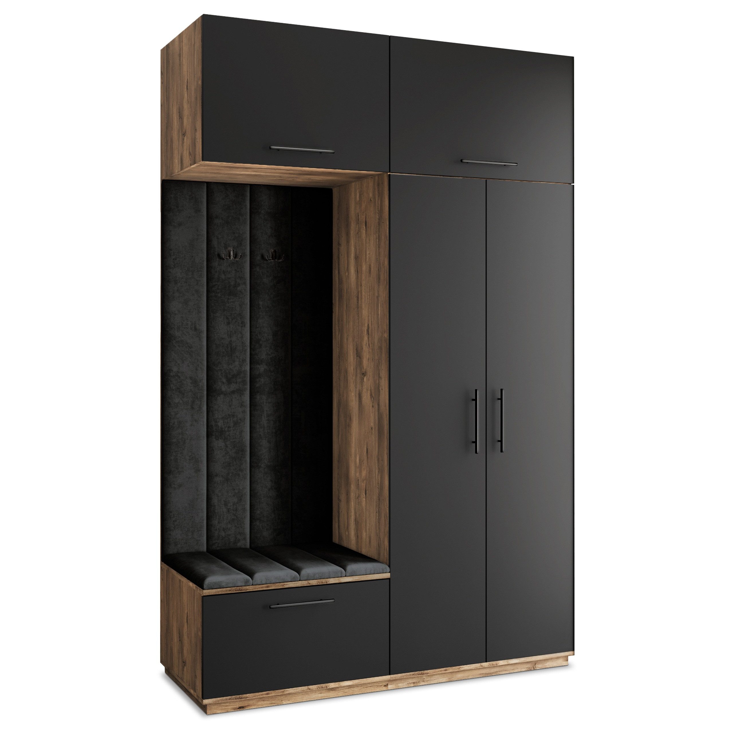 Masseno Garderobenschrank REMA 150 x 240 cm Garderoben-Set mit 2 Türen Eiche Lefkas