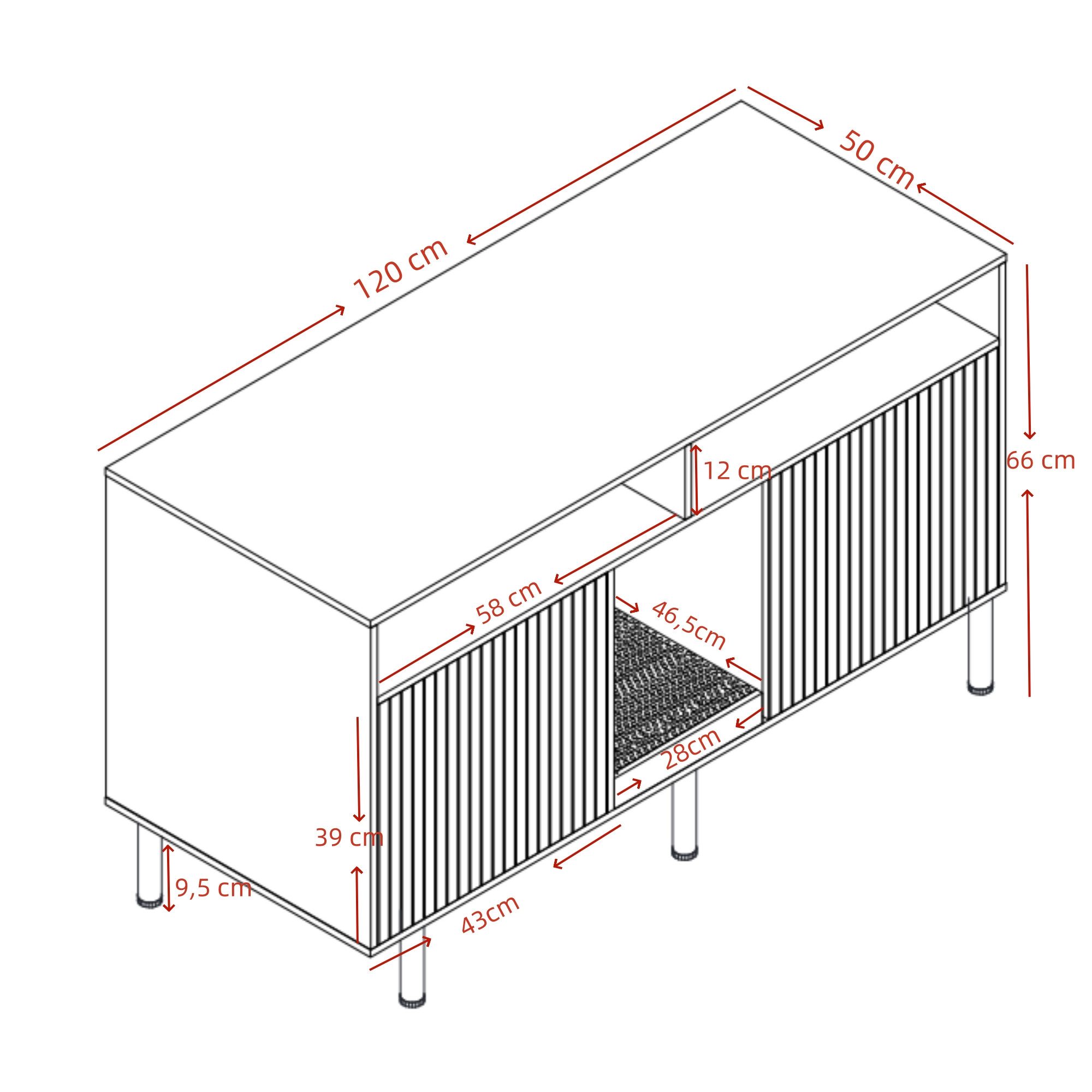 Flieks Mehrzweckschrank mit Sandauffangmatte, Ablage (Sideboard, TV-Schrank, 1-St., 120x50x66 cm) Katzentoiletten, Katzenstreuwanne-Schrank Tierhaus Nussbaumfar – Bild 5 von 5
