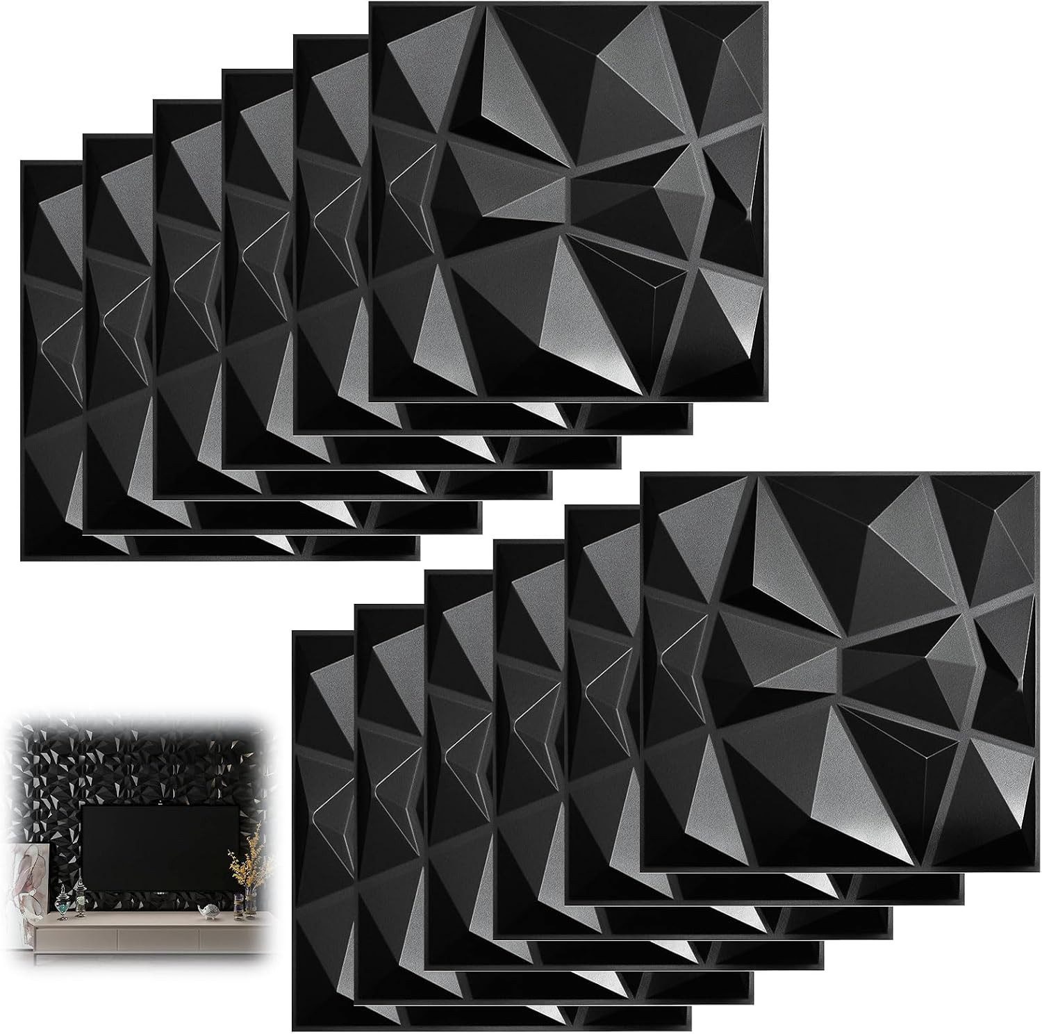 LEMLIT 3D Wandpaneel 20 Stück 3d Wandpaneele, Wandpaneel Diamant, BxL: 30x30 cm, 0,09 qm, (20 Stück, 20-tlg., 30 × 30 cm, Wandfliesen Selbstklebend) für Dekoration von Wohnzimmer, Schlafzimmer, Badezimmer
