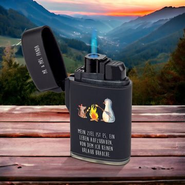 Mr. & Mrs. Panda Feuerzeug Pinguin Lagerfeuer - Schwarz - Geschenk, grillen, Marshmallows, glück (1-St), Luxuriöses Feeling