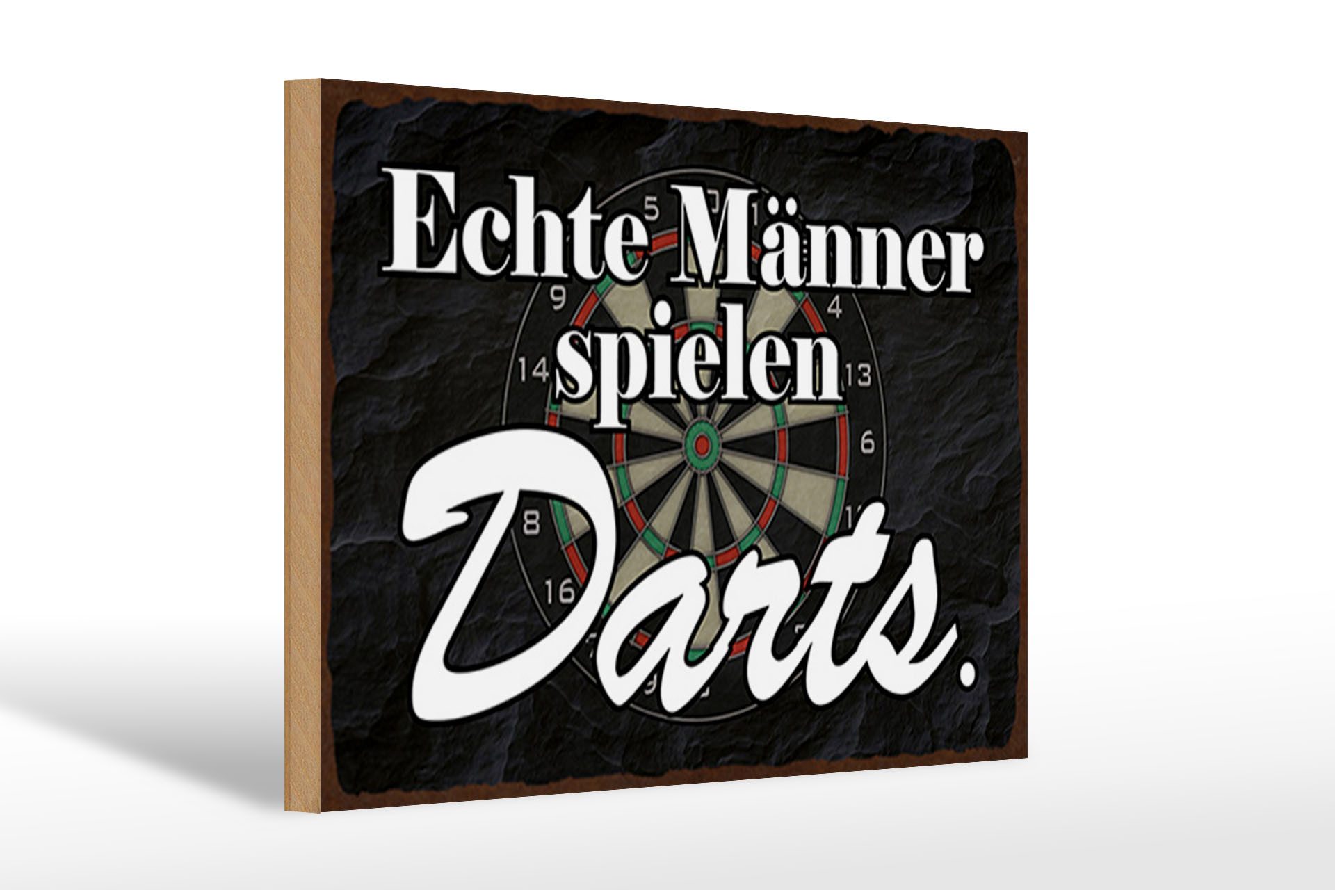 Holzbild Spruch 30x20cm echte Männer spielen Darts