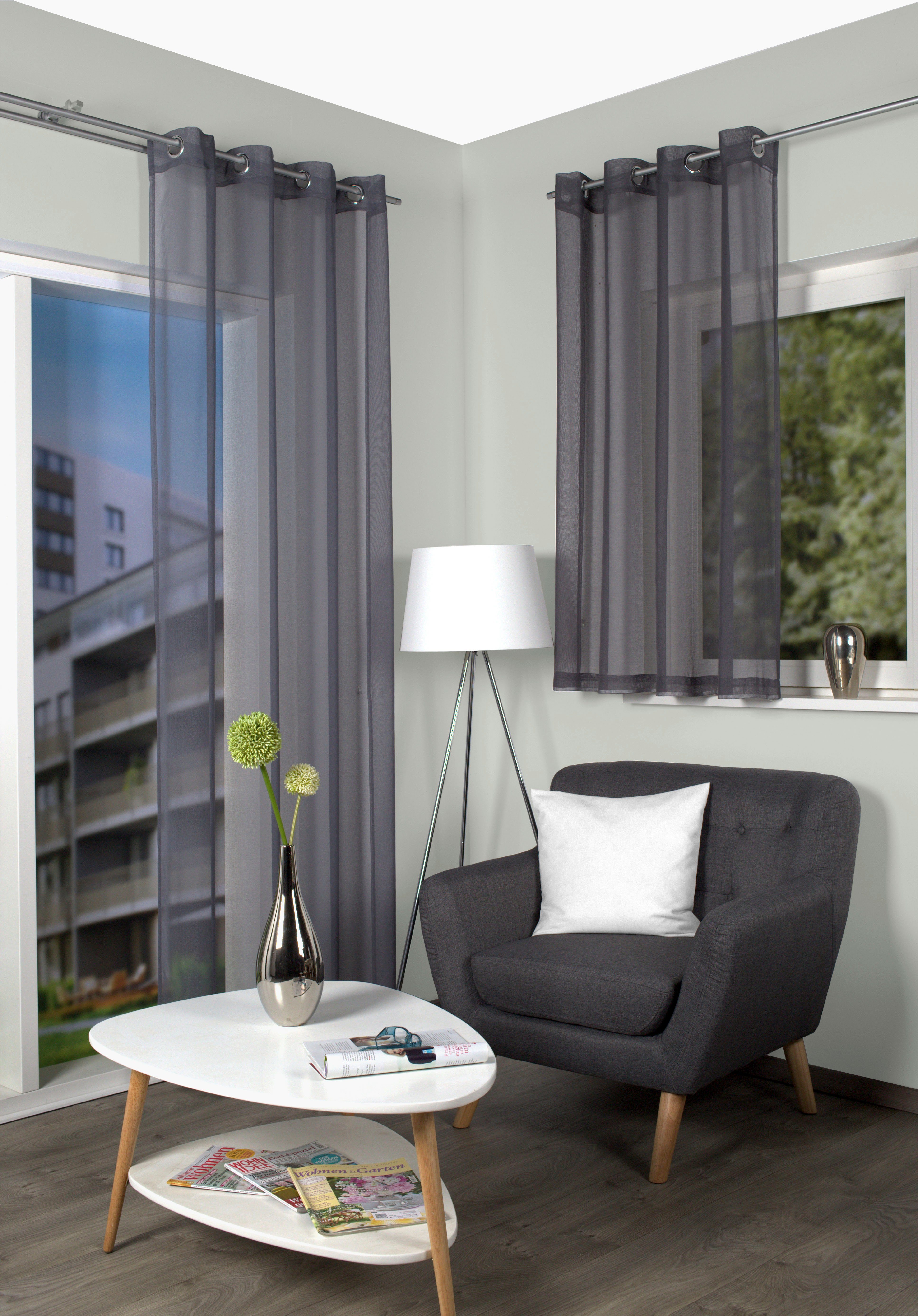 HOME WOHNIDEEN Gardine DOLLY (1 St), Ösen, transparent, Voile, transparent günstig online kaufen