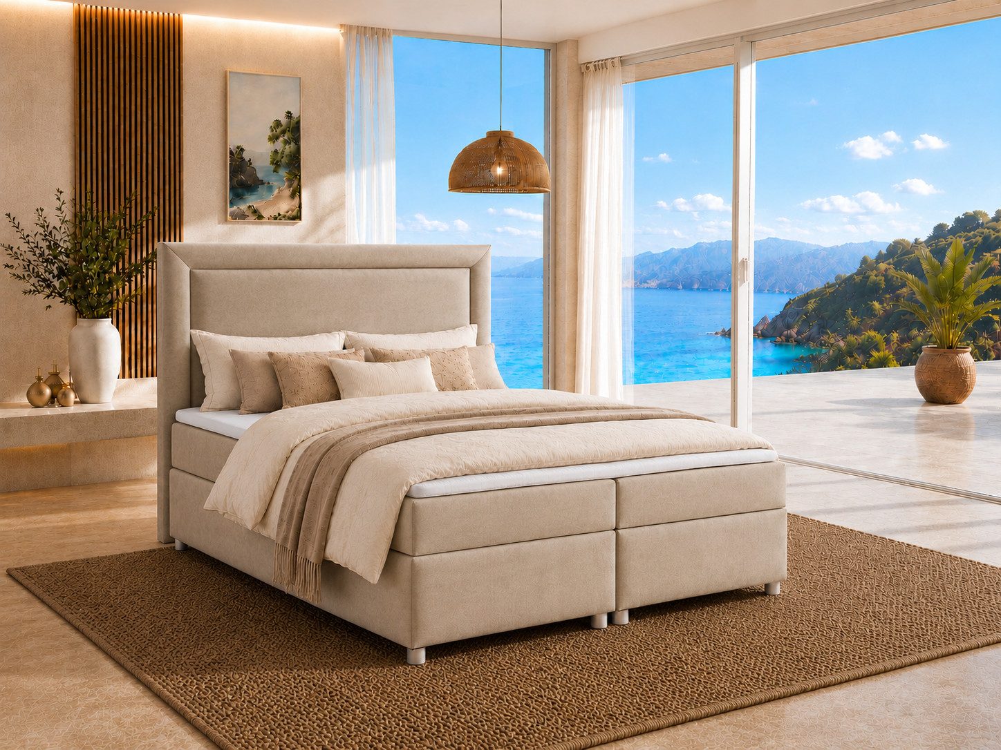 Best for Home Boxspringbett Trinity K3 mit zwei Bettkasten & Komfort Topper H3 (Polsterbett Doppelbett Boxbett mit gepolstertes Kopfteil, versch. Größen, 140x200 160x200 180x200 200x200 cm), Handwerksqualität