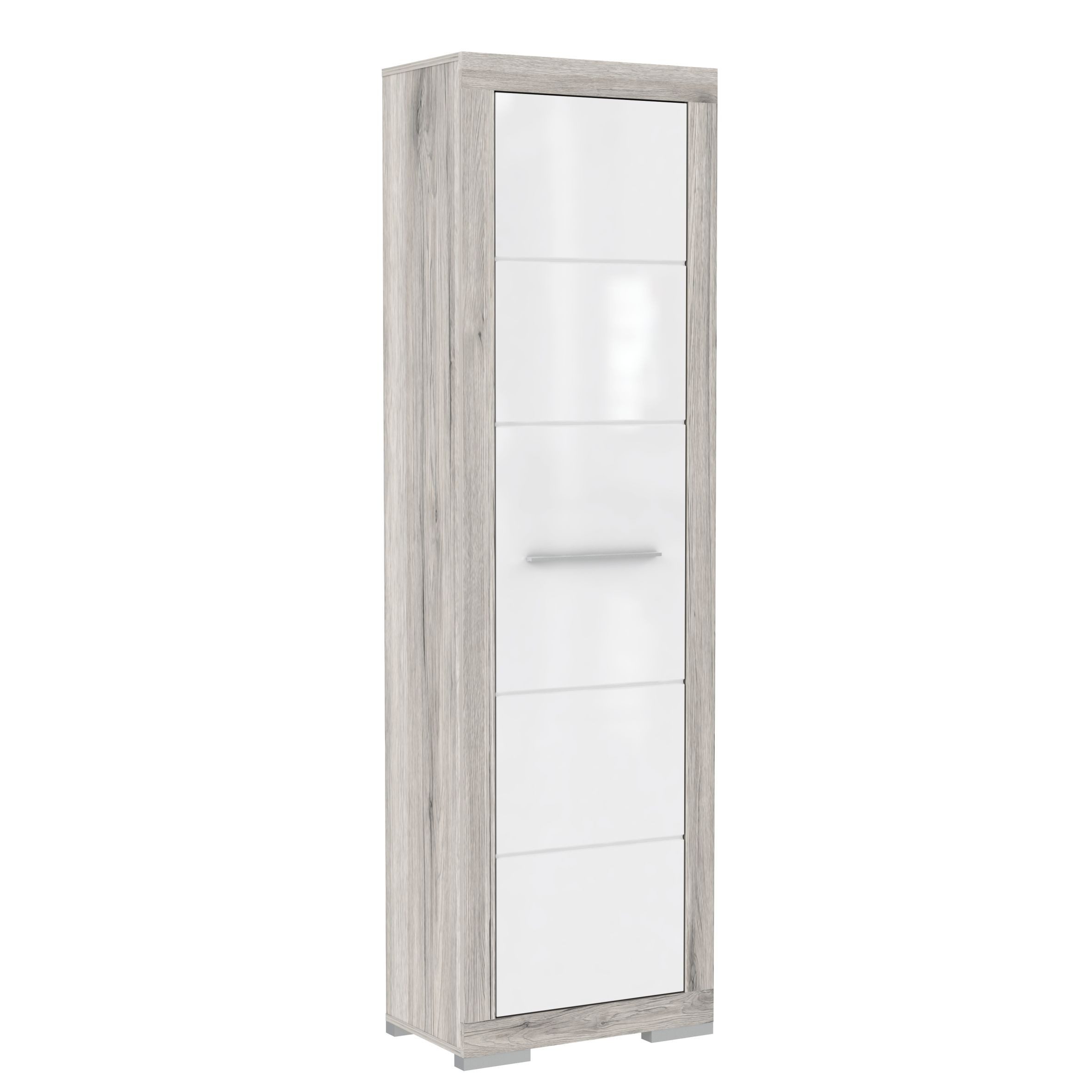 FORTE Garderobenschrank in Weiss Glanz / Sandeiche - 58,4x198,5x36,3 (BxHxT günstig online kaufen