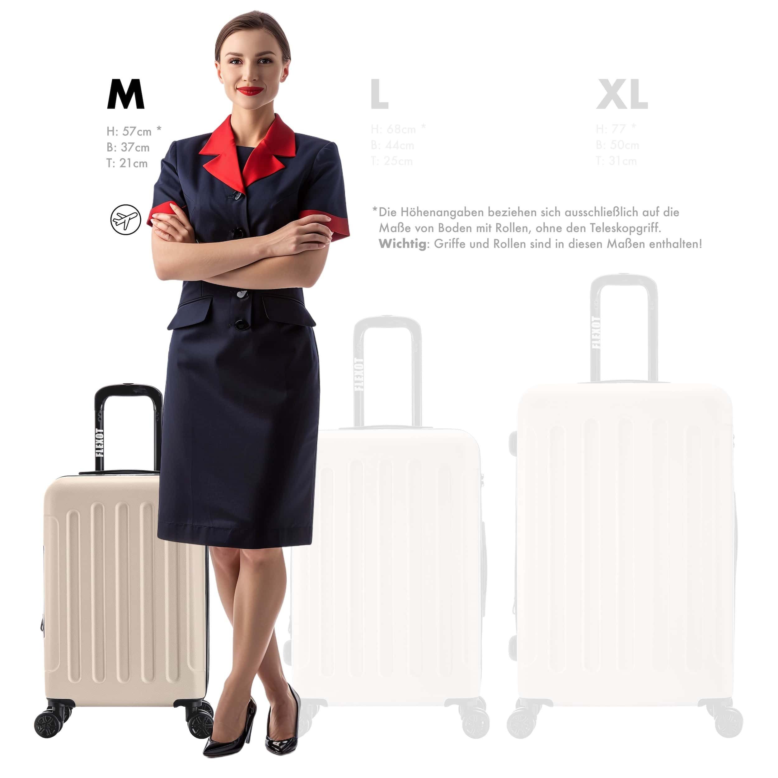 Flexot Hartschalen-Trolley F-3045 (Gr. M, L, XL) – Kofferset – ABS-Hartschale, 4 Rollen, Robuster und moderner Koffer mit vier 360° Rollen und Zahlenschloss – Bild 2 von 5