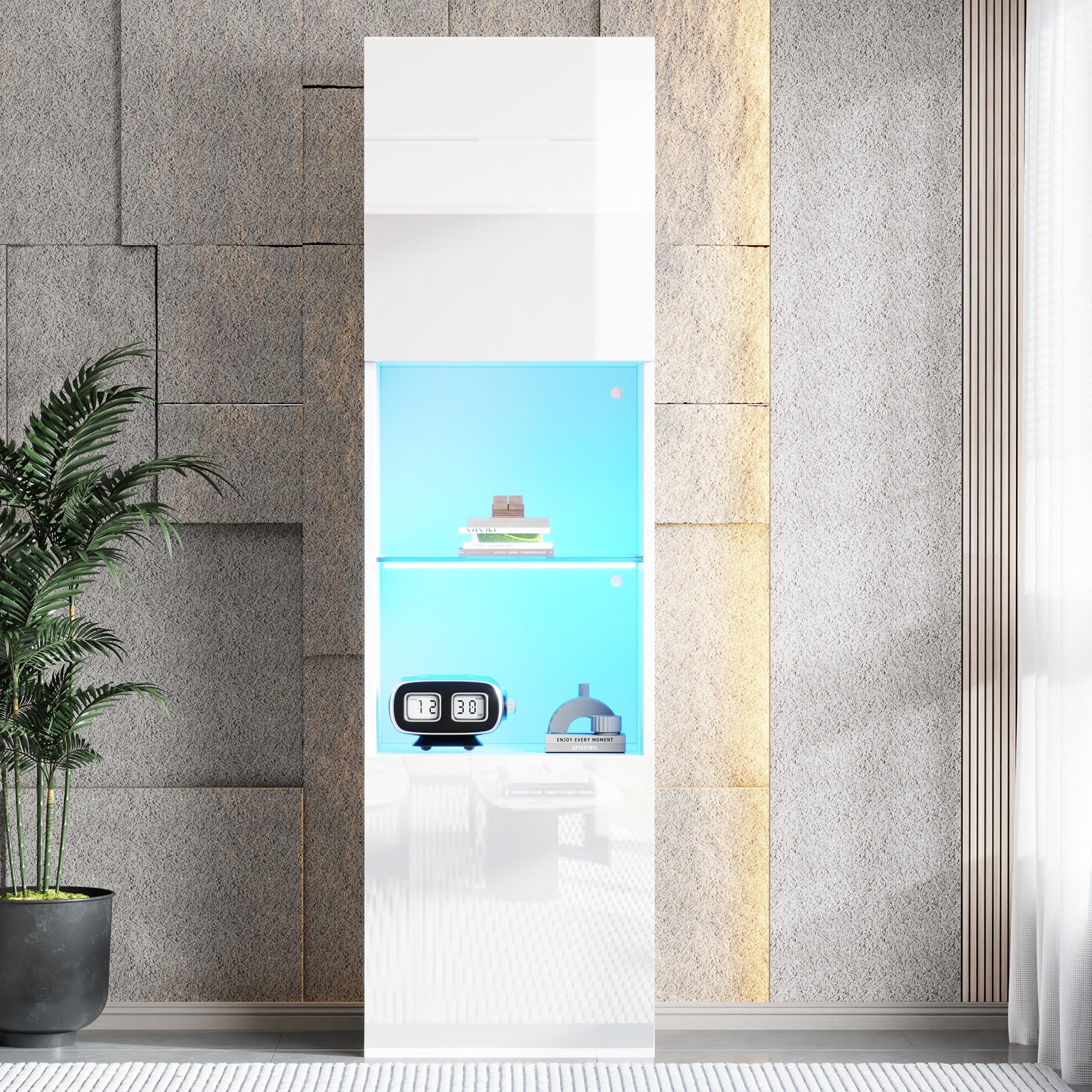 OKWISH Vitrine Vitrinenschrank in Hochglanz (Highboard, günstig online kaufen