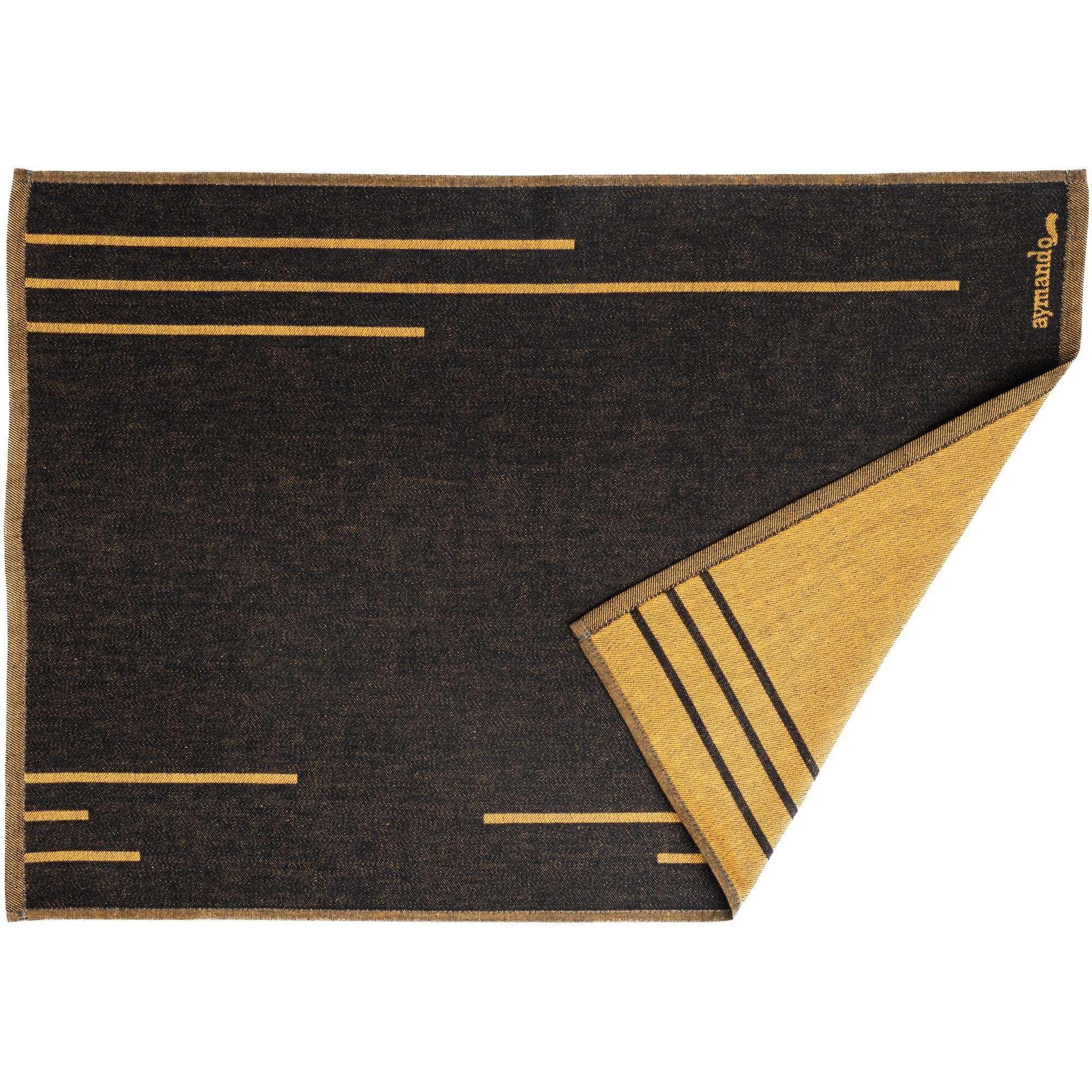 Aymando Geschirrtuch Black-Gold Lines, Ägyptische cm 3-tlg., (Set, 50x70 Baumwolle)