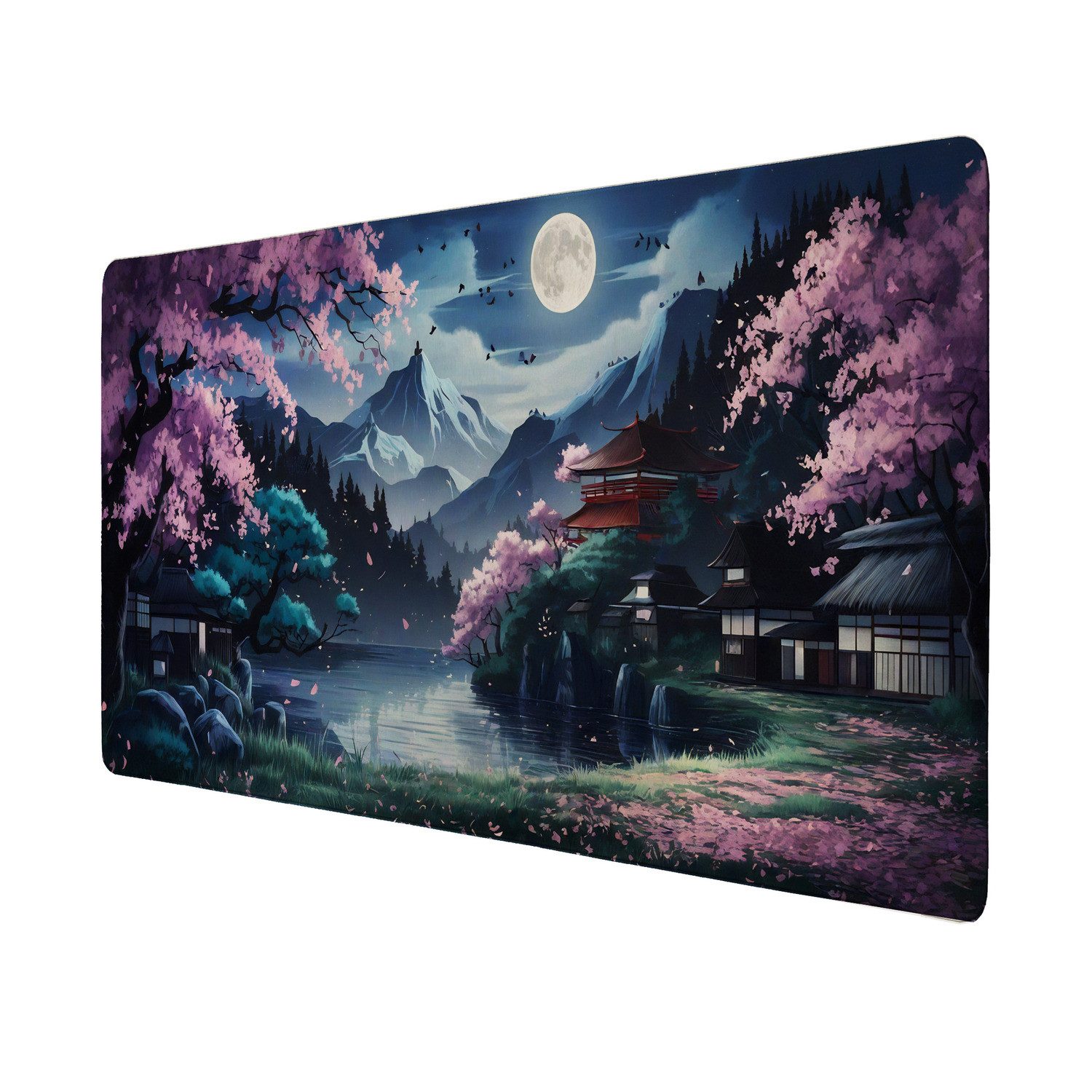 Schreibtischunterlage Japanische Berglandschaft bei Nacht Schreibtischunterlage 69x31cm XXL