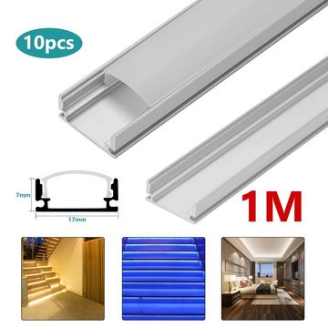 Clanmacy LED-Stripe-Profil 10x 1m LED Aluminium Profil Leiste Schiene