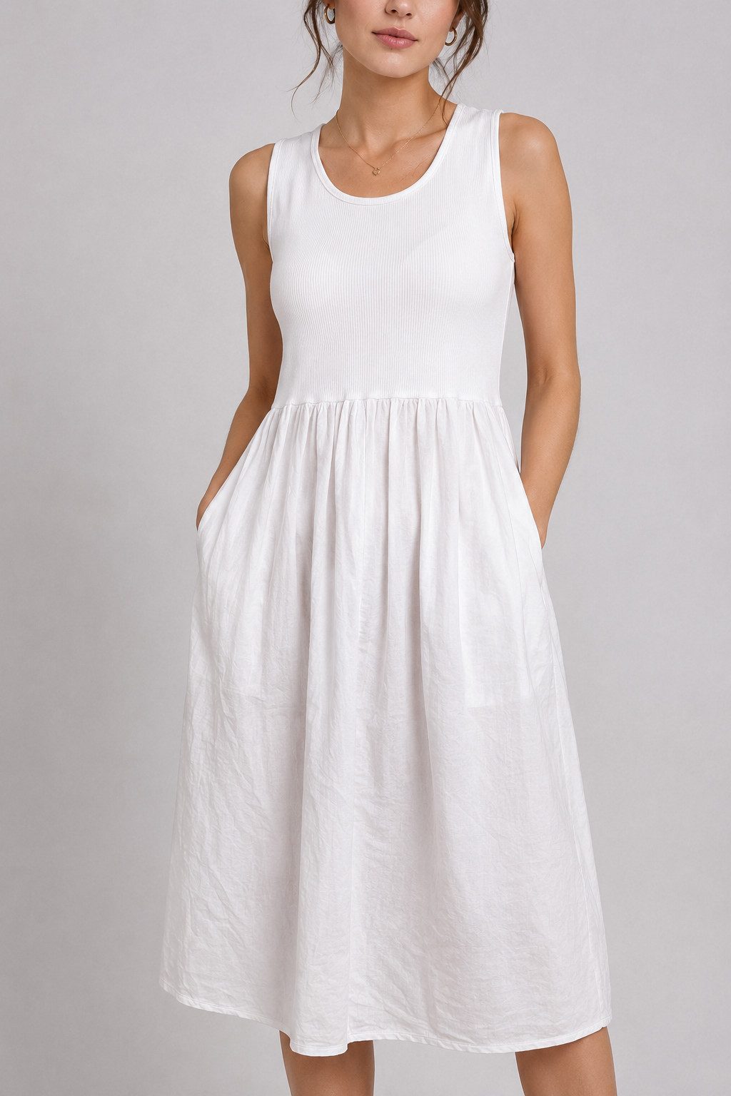 ITALY VIBES Sommerkleid - ärmelloses Kleid Damen - Midikleid - Jerseykleid - Strandkleid ONE SIZE / passend für Größe XS - L
