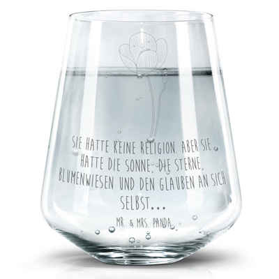 Mr. & Mrs. Panda Glas Blume Mohnblume - Transparent - Geschenk, Spülmaschinenfeste Trinkgls, Premium Glas, Elegantes Design