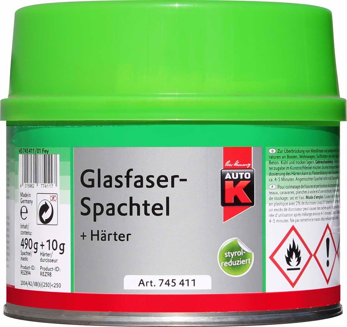 Auto-K Breitspachtel Auto-K Glasfaserspachtel + Härter 500g