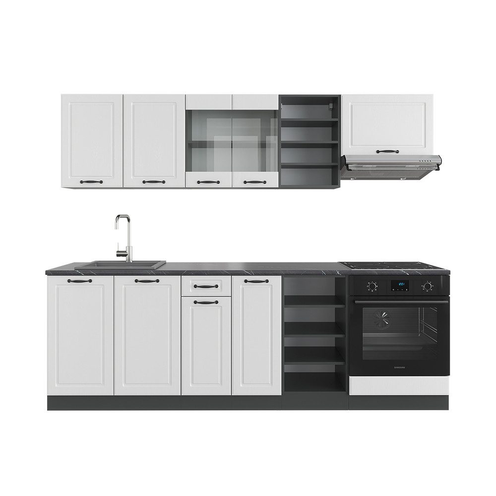 Vicco Küchenzeile R-Line, Weiß Landhaus/Anthrazit, 240 günstig online kaufen