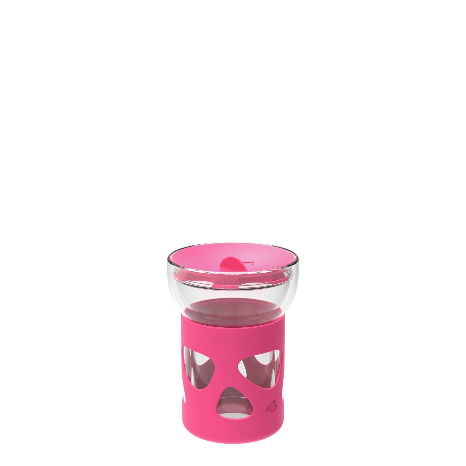 LEONARDO Lunchbox In Giro Vorratsbecher 340 ml, Glas, (1-tlg), geschmacks- und geruchsneutral, mikrowellengeeignet, spülmaschinenfest pink