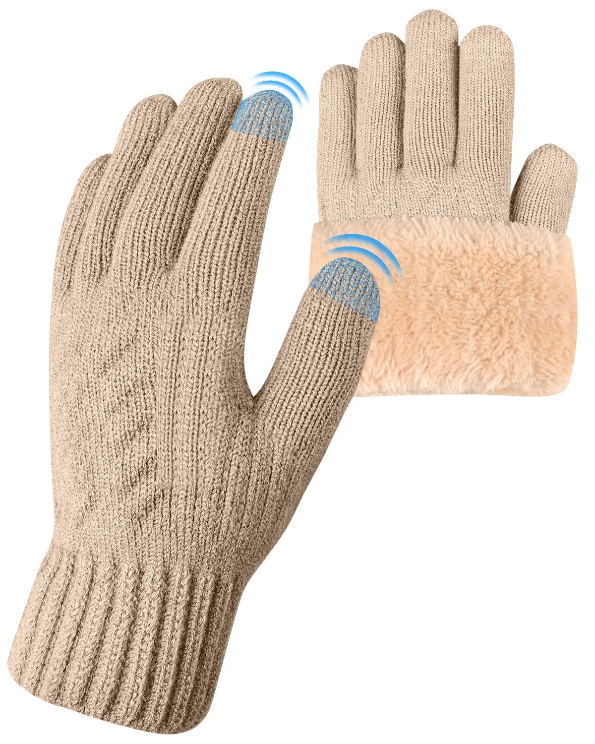 Cachito Fleecehandschuhe Warme Winterhandschuhe Fleece Strickhandschuhe Touchscreen Thermo (für Herren Damen Weihnachten und Neujahr Geschenkideen) für Outdoor Sport Laufen Radfahren Freizeit ski reithandschuhe