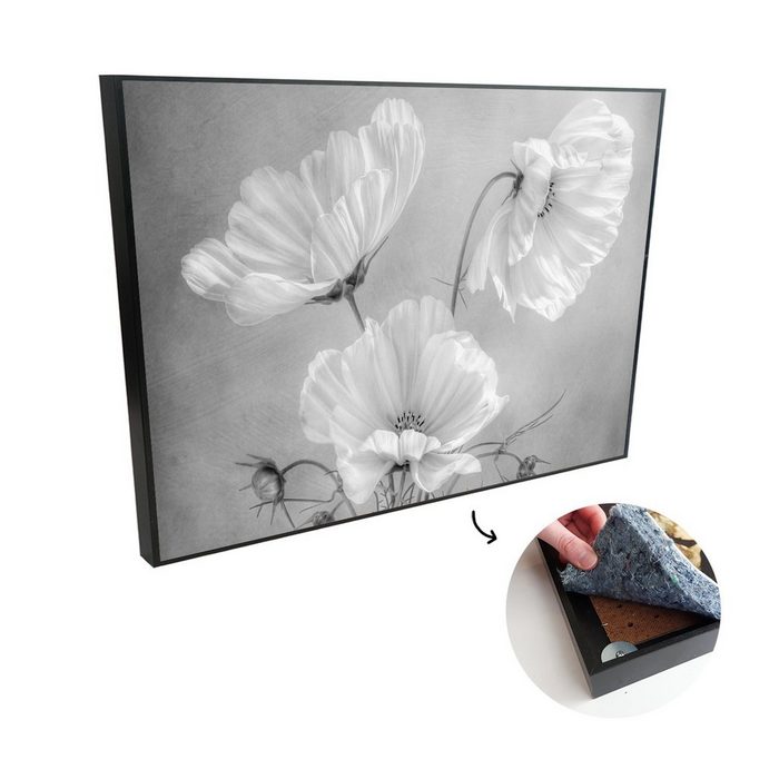 MuchoWow Akustikplatte Stilleben - Blumen - Schwarz und weiß - Mohn - Botanisch (1-St) Wandverkleidung gegen Akustik Moderne Gemälden Bild Malerei