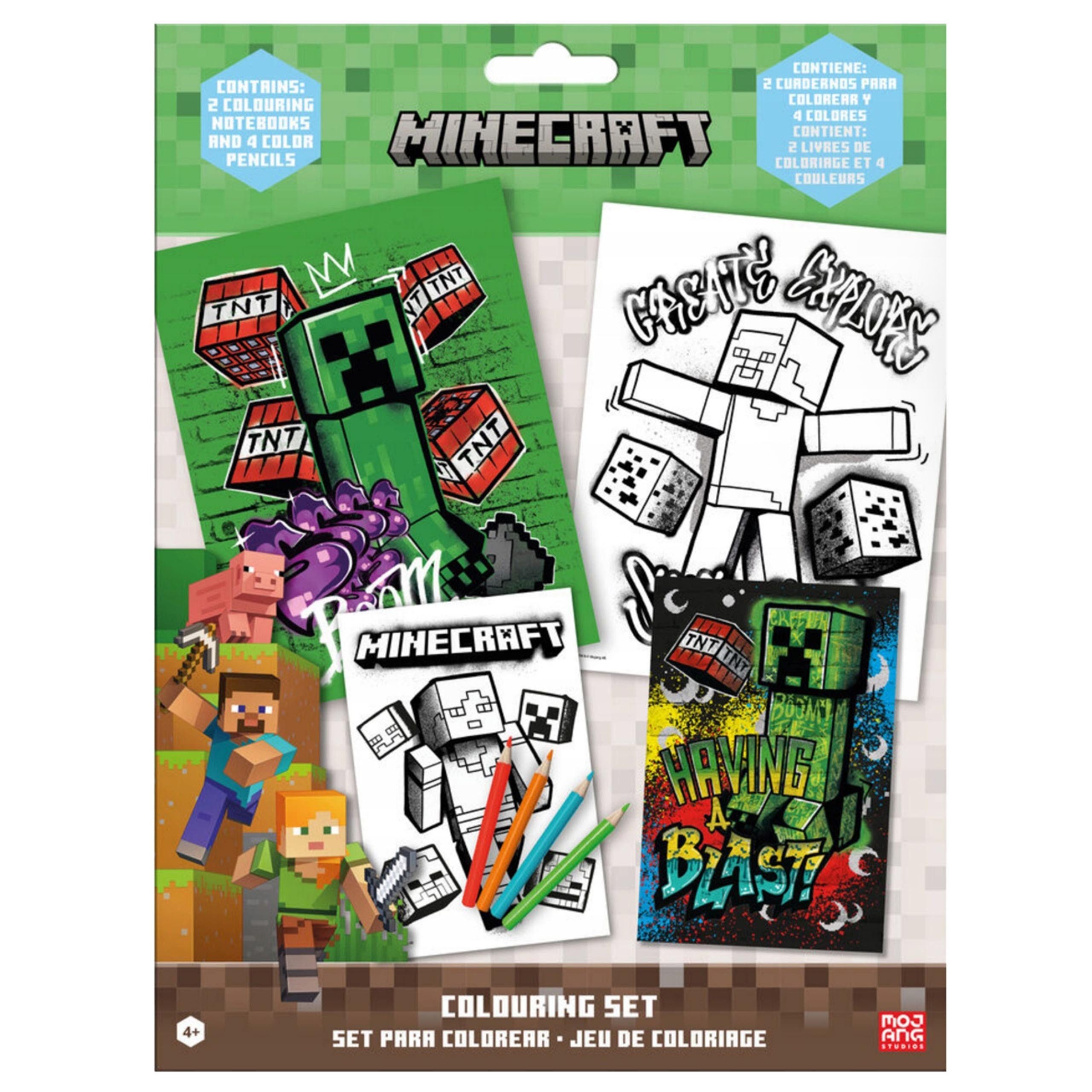 Minecraft Malvorlage Minecraft Kreativset für Kinder mit Buntstiften und Malvorlagen