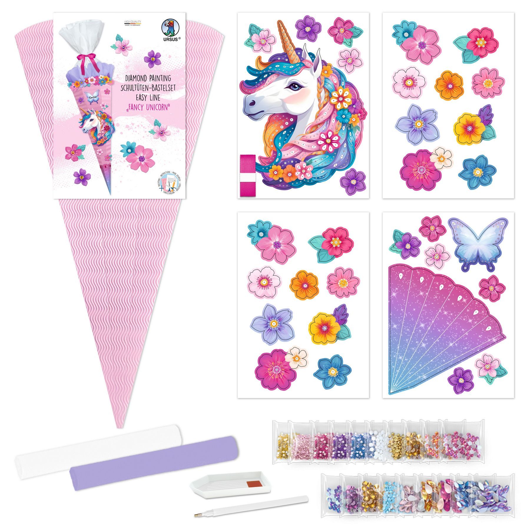 Ursus - Ludwig Bähr Schultüte URSUS Schultüten Bastelset EASY LINE Fancy Unicorn EINHORN 68cm
