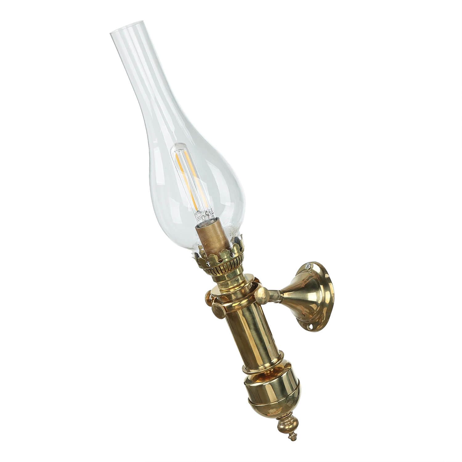 Licht-Erlebnisse Wandleuchte GRETA, ohne Leuchtmittel, Messinglampe antik Jugendstil Glasschirm Wandlampe