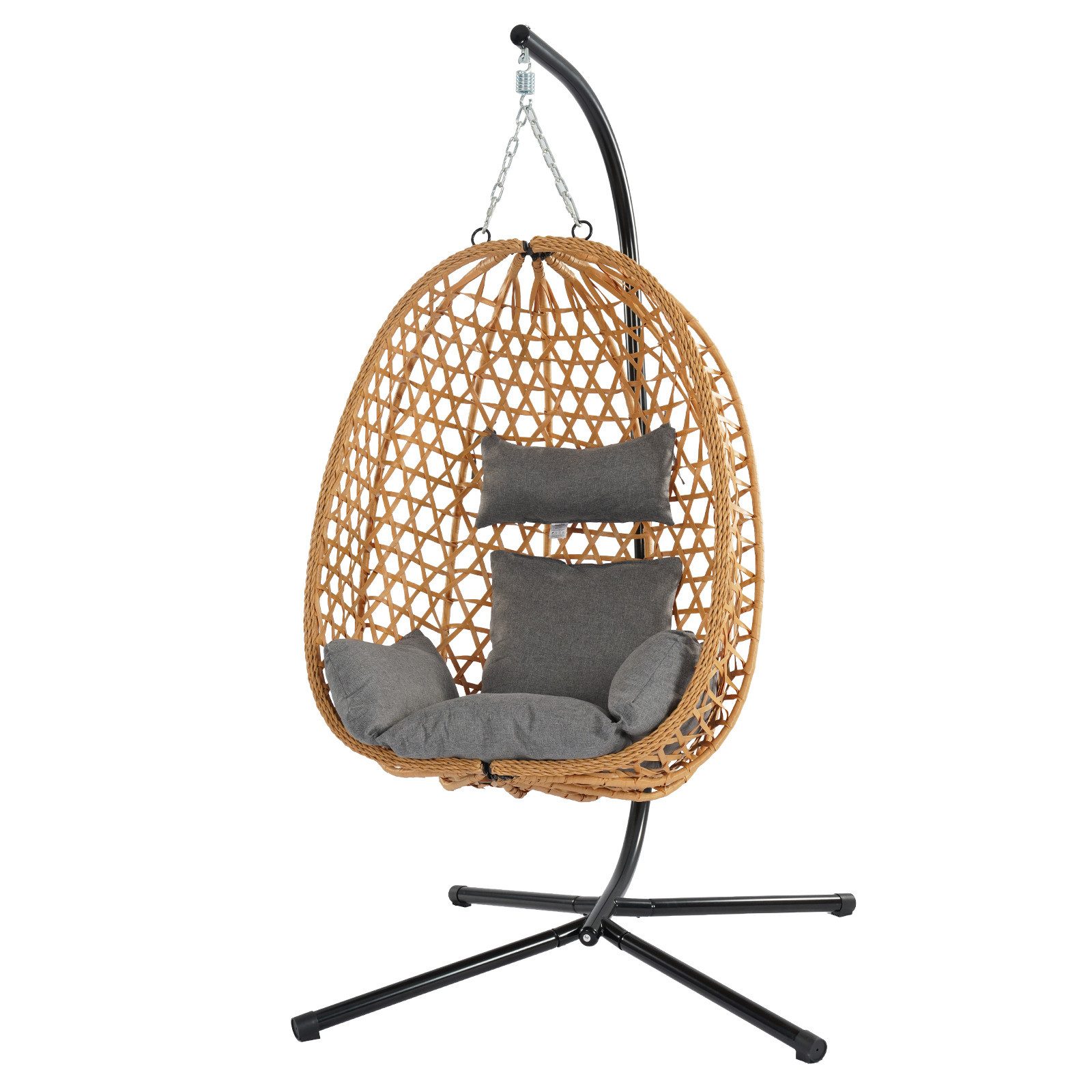 Gywowken Hängestuhl Polyrattan - Hängesessel Hängeschaukel mit extra dickem Sitz (Set, Outdoor & Indoor Relax Hängeliege), Hängekorb Sessel - Schwebeliege Rattan - Belastbarkeit 120 kg