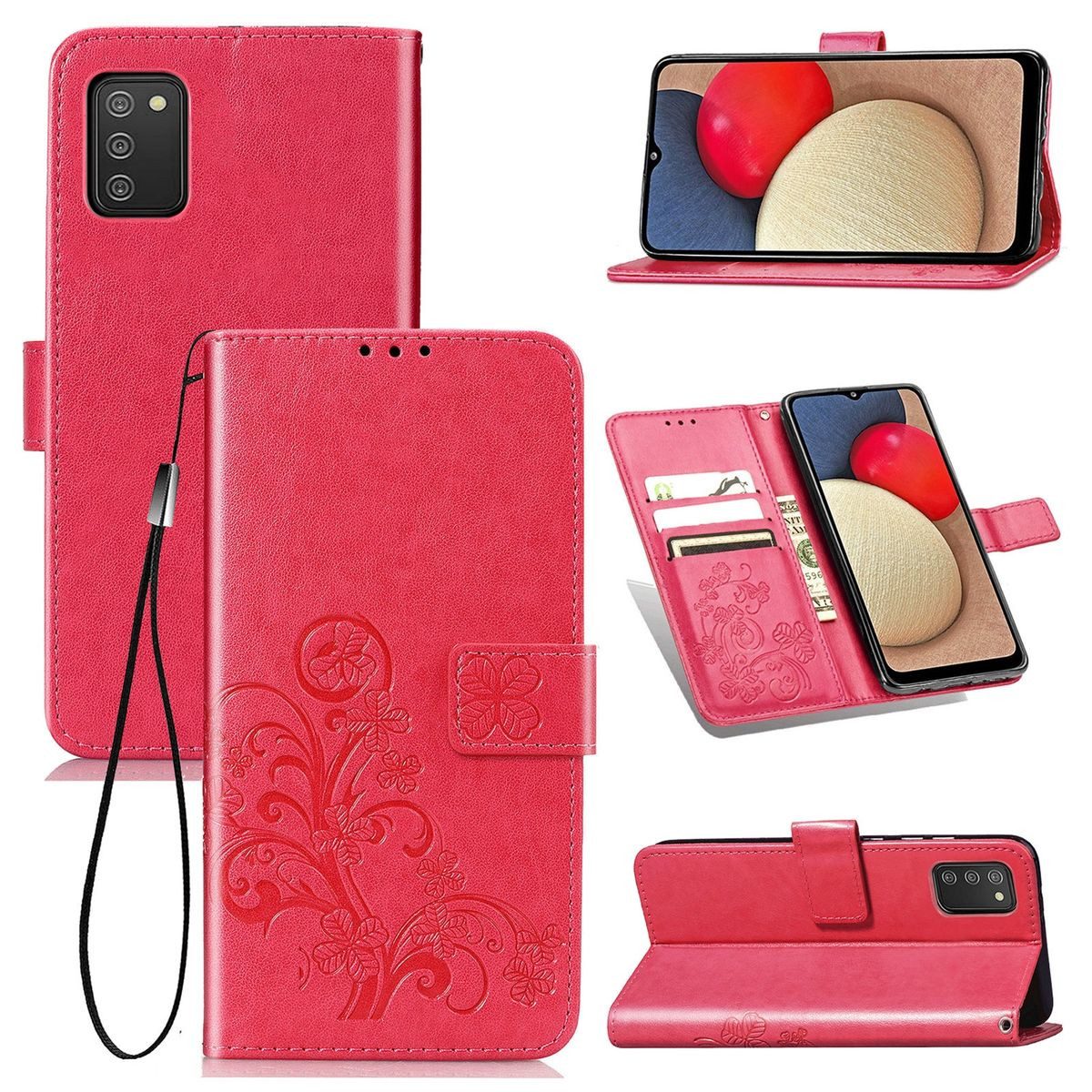 König Design Handyhülle Samsung Galaxy A03s, Schutzhülle Schutztasche Case Cover Etuis Wallet Klapptasche Bookstyle