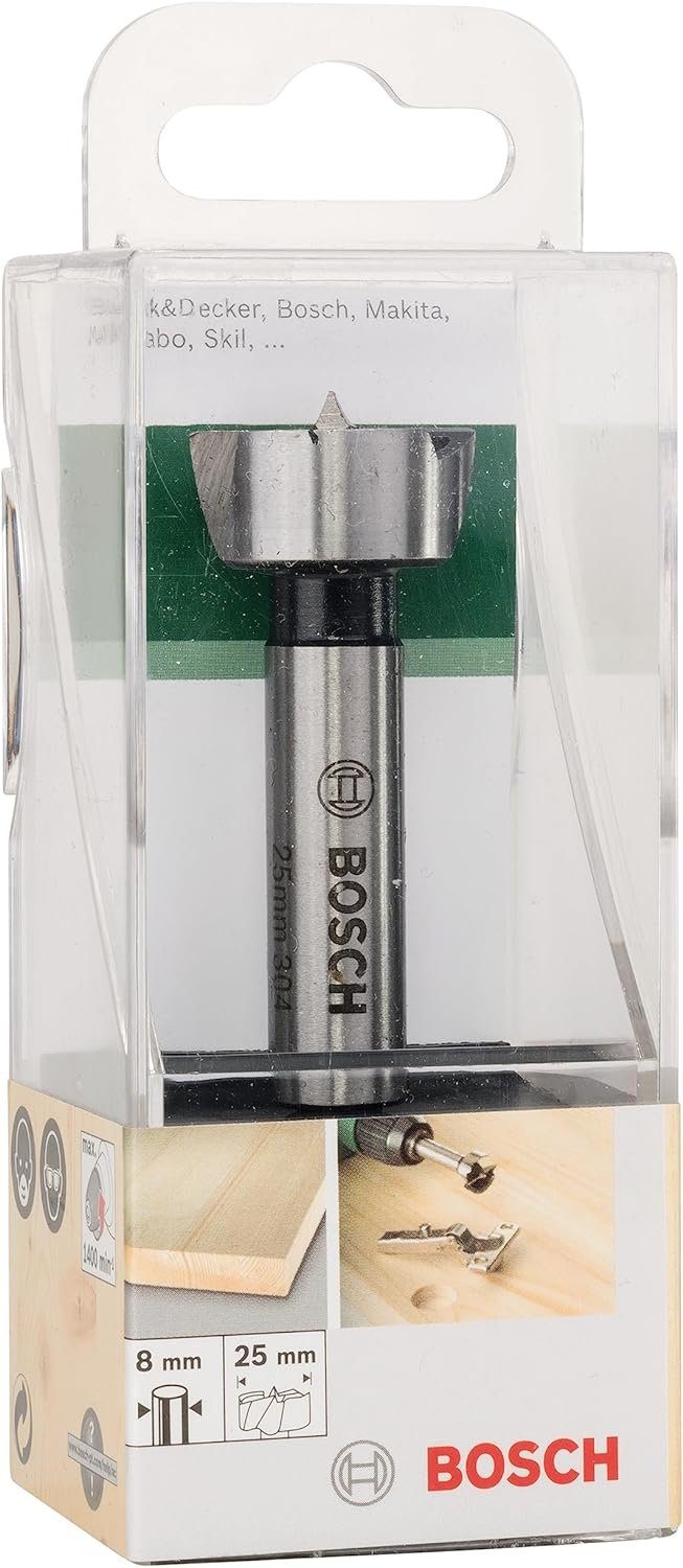 BOSCH Bohrer- und Bitset Bosch Forstnerbohrer 25 mm Holzbohrer Astlochbohrer Scharnierbohrer
